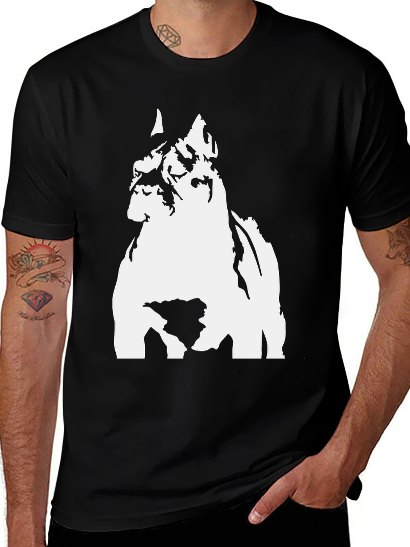 Variant 4 of Dog Graphic Print Black T-Shirt
