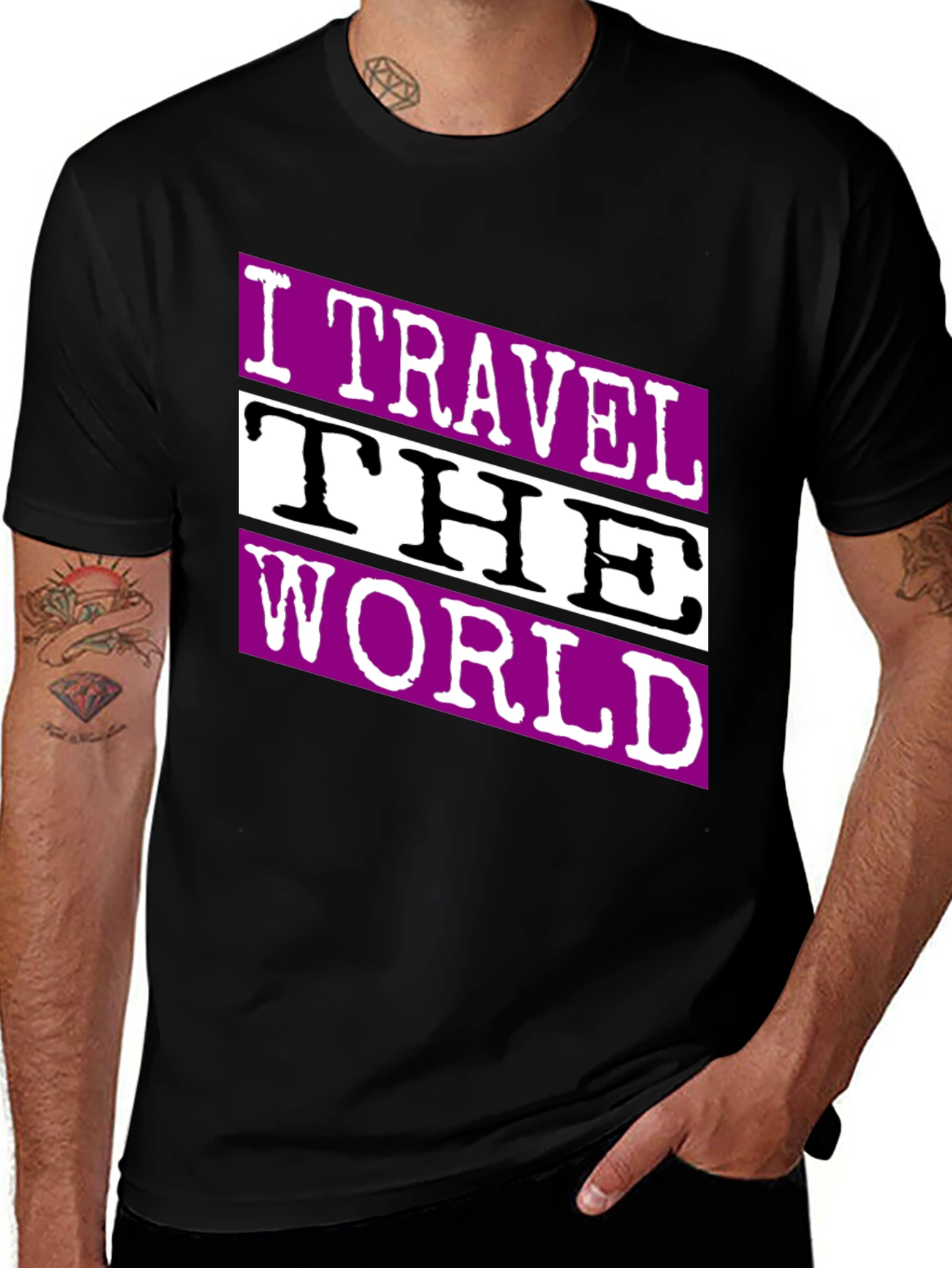 Variant 21 of I Travel The World Graphic Tee - Black Casual T-Shirt