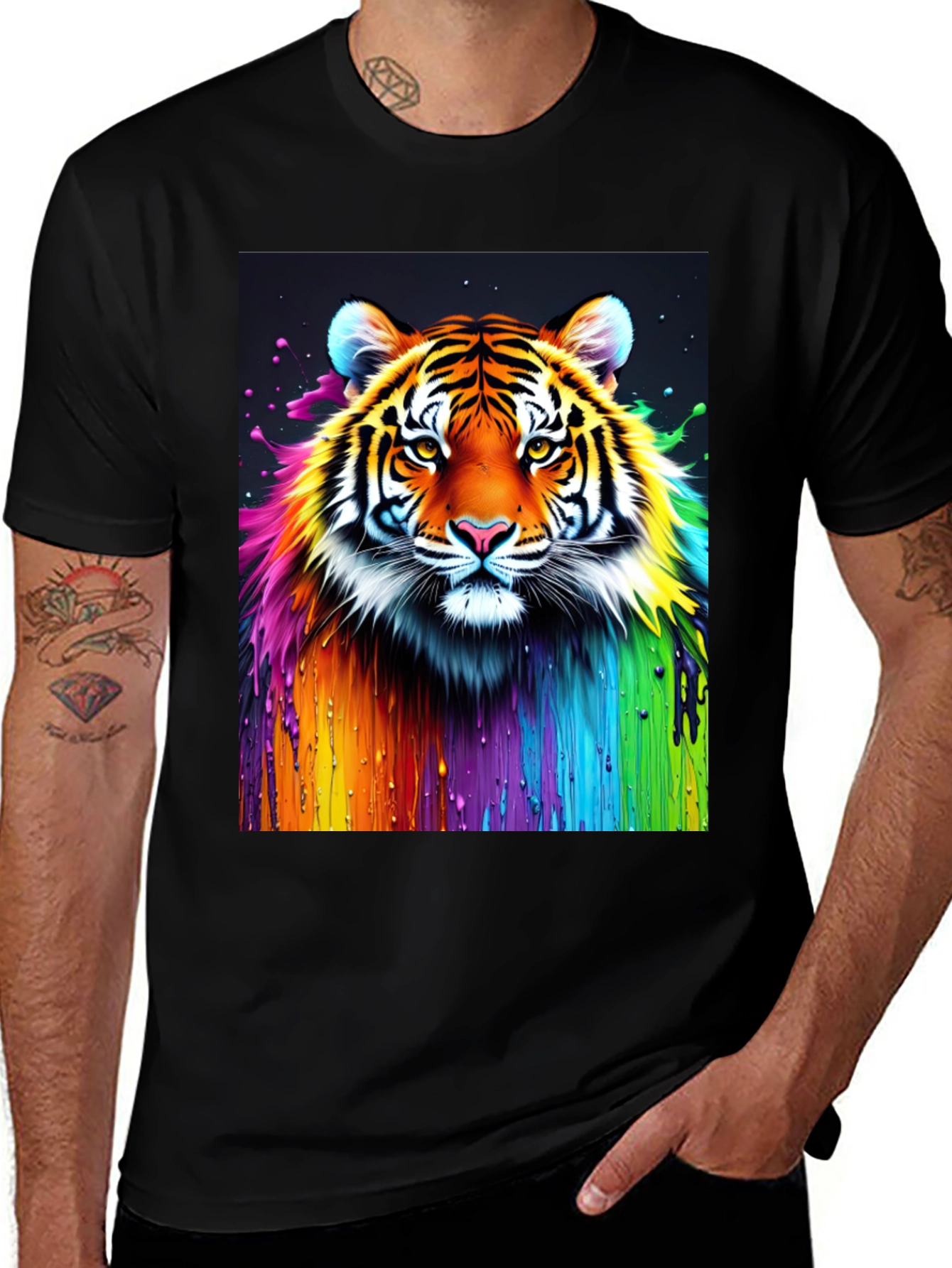 Variant 26 of Rainbow Tiger Graphic Tee - Bold & Vibrant!