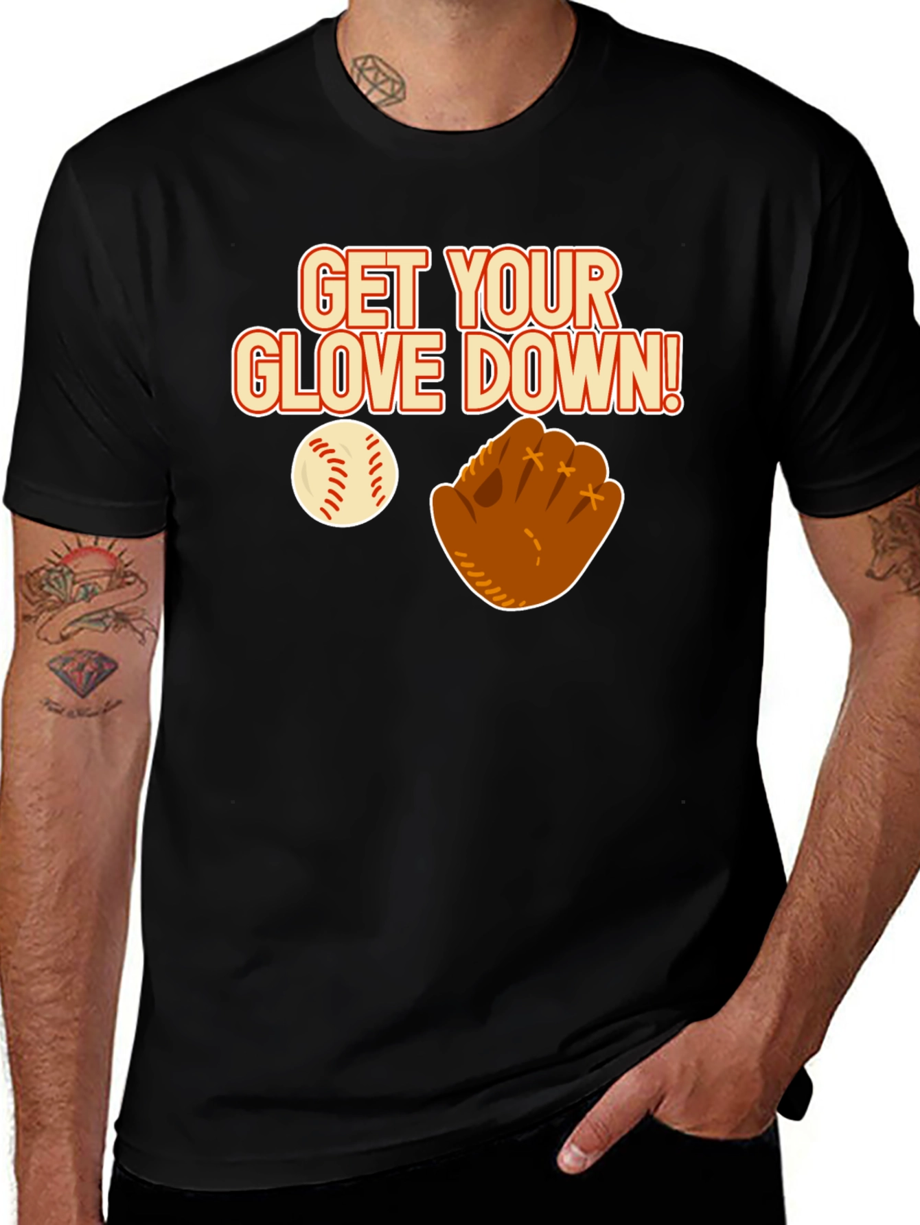 Variant 9 of Get Your Glove Down! Baseball Graphic T-Shirt
