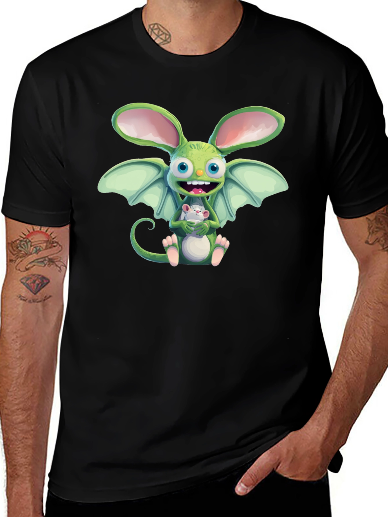 Variant 5 of Cartoon Creature Graphic T-Shirt - Unique Design
