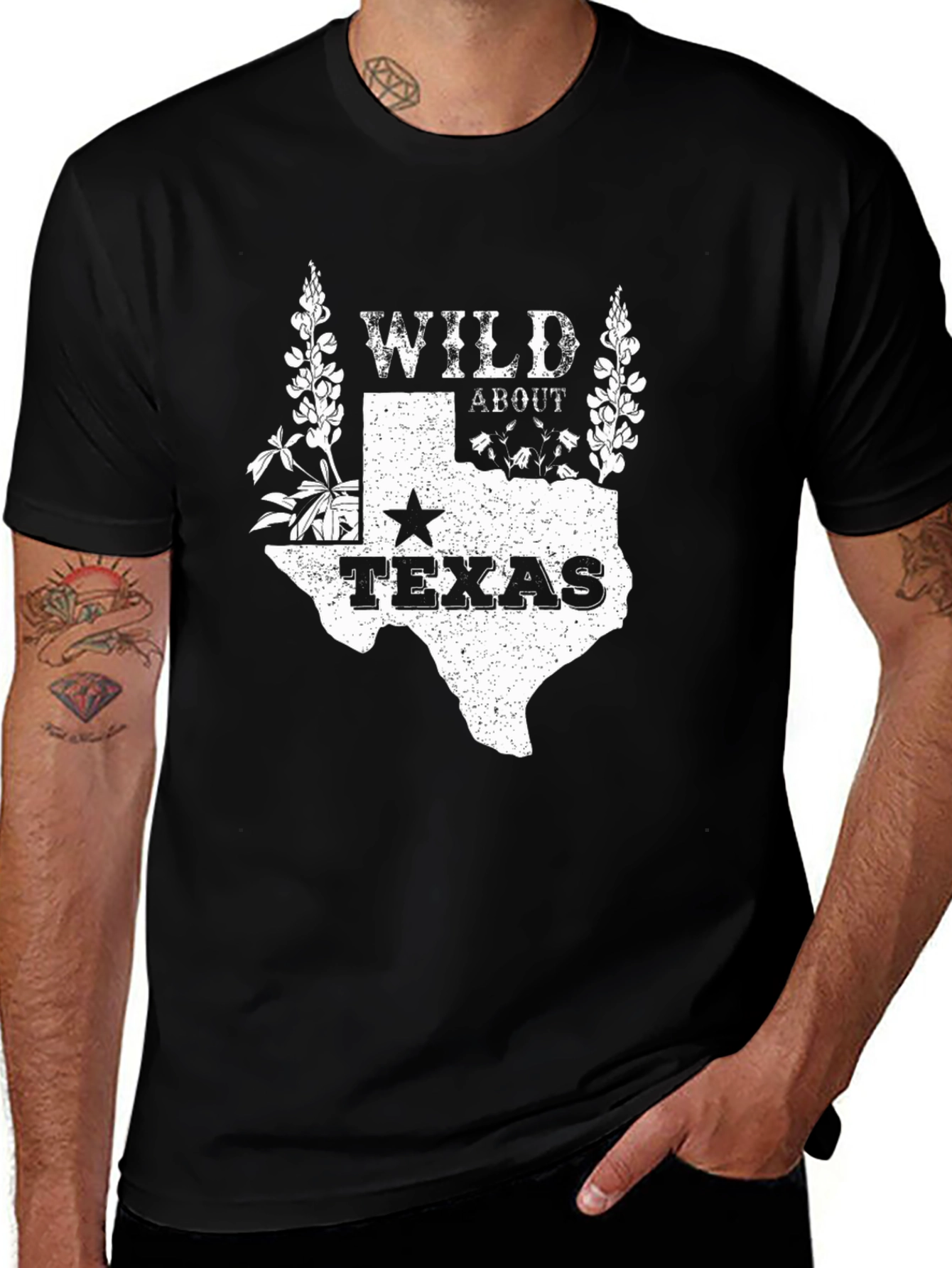 Wild About Texas Graphic Tee - Black Cotton T-Shirt