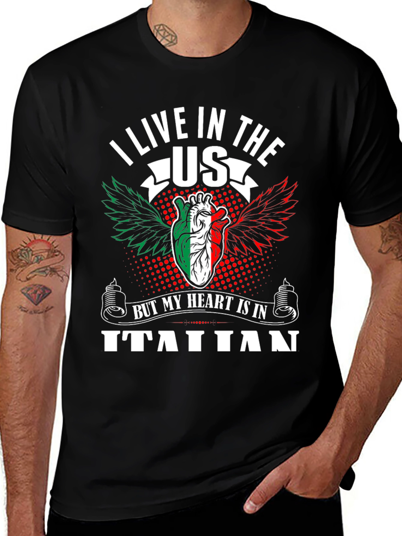 Italian Pride T-Shirt, USA Resident with Italian Heart