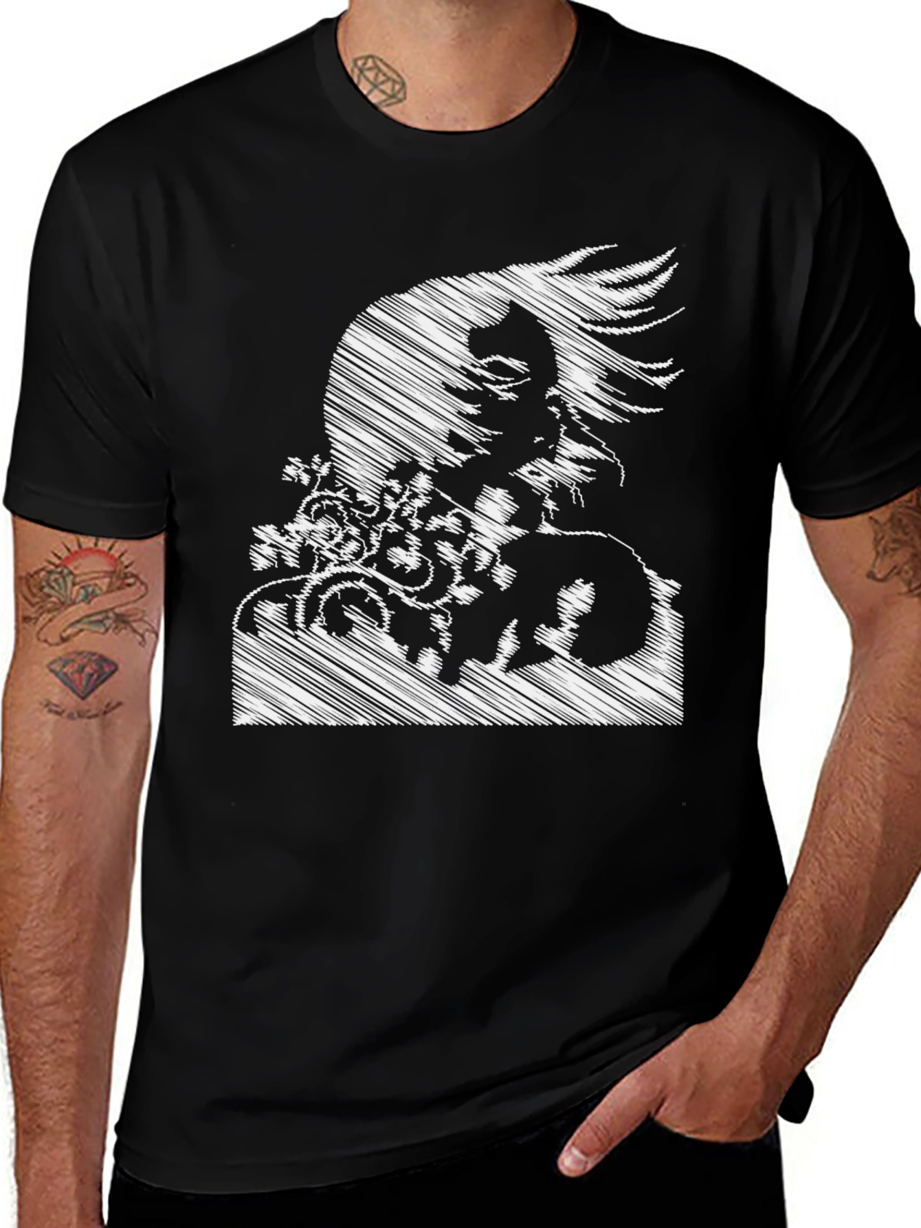 Variant 22 of Sketch Art Medusa Graphic Tee - Black