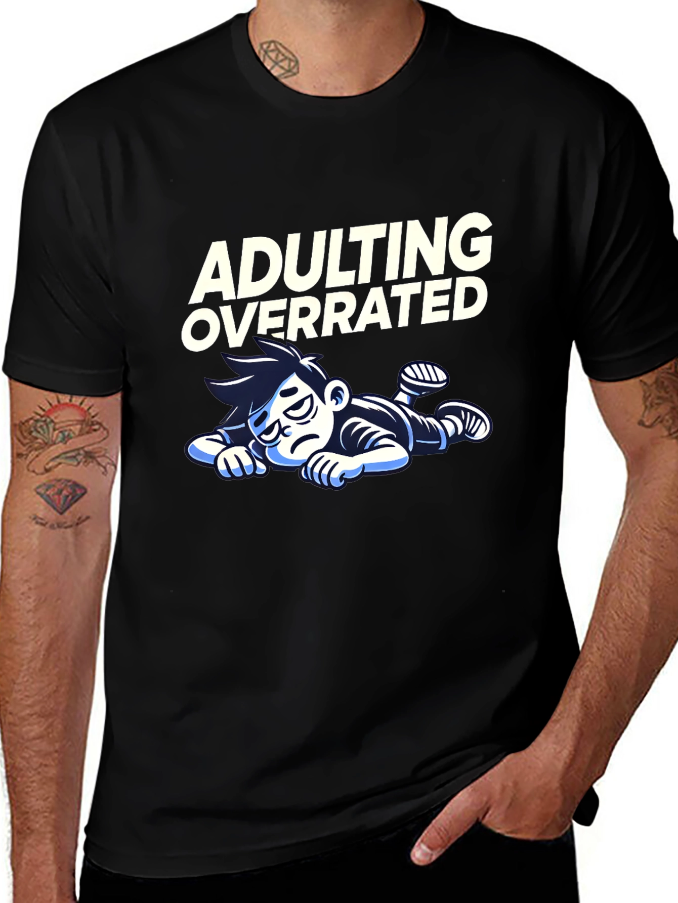 Variant 18 of Adulting Overrated Graphic T-Shirt - Black