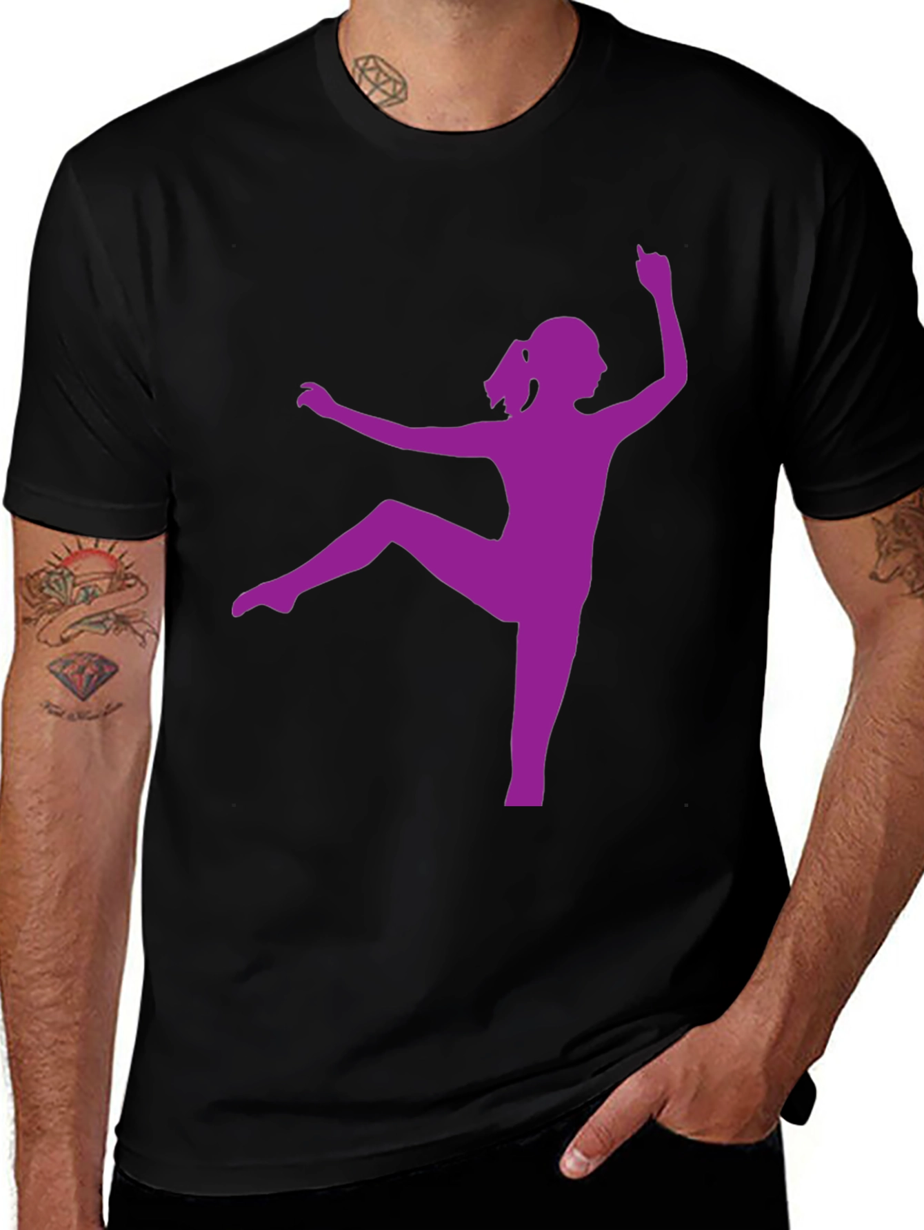 Variant 18 of Dancing Girl Graphic Tee - Black Unisex T-Shirt