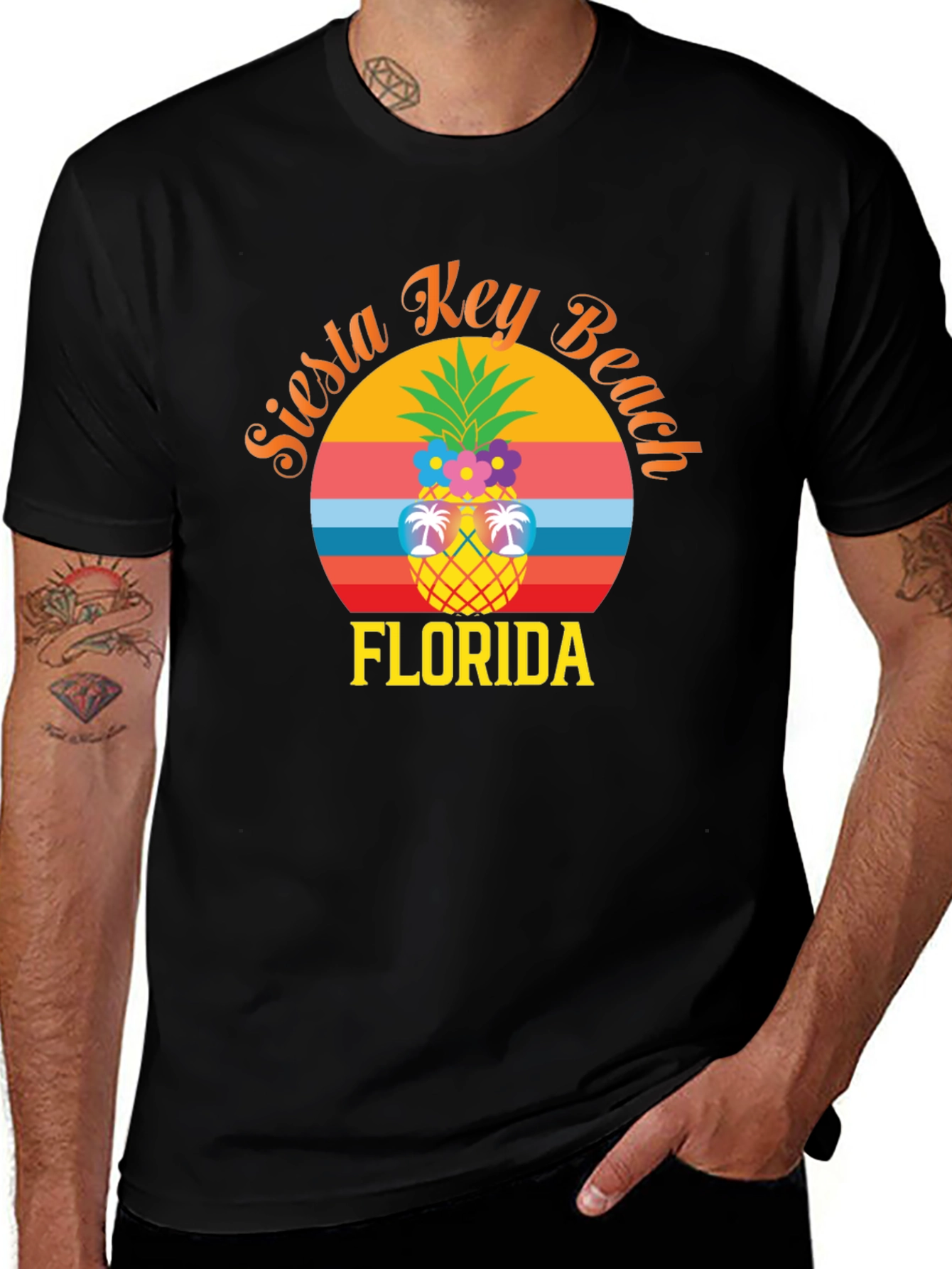 Siesta Key Beach Florida Pineapple Graphic T-Shirt