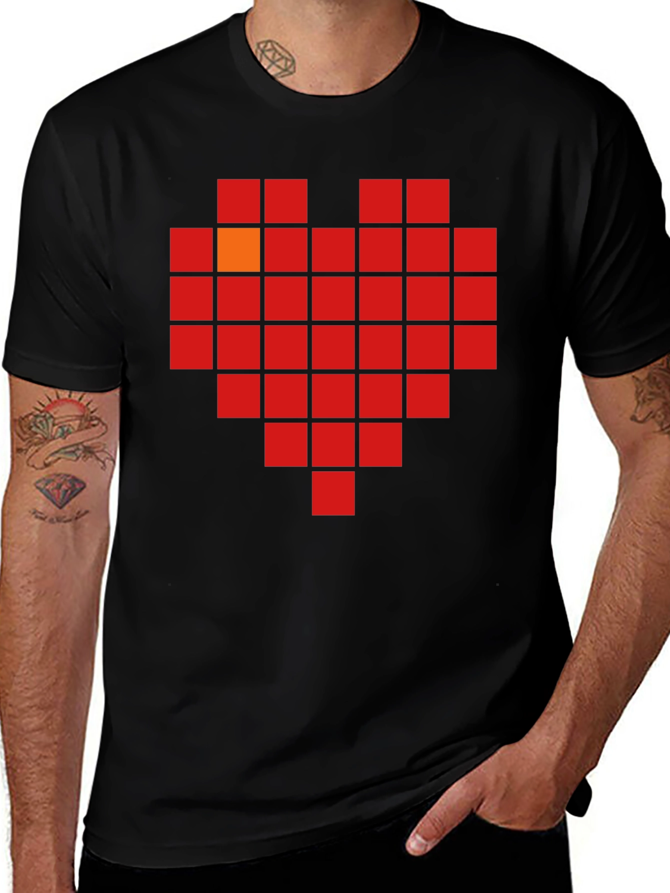 Variant 10 of Pixel Heart Graphic T-Shirt - Black