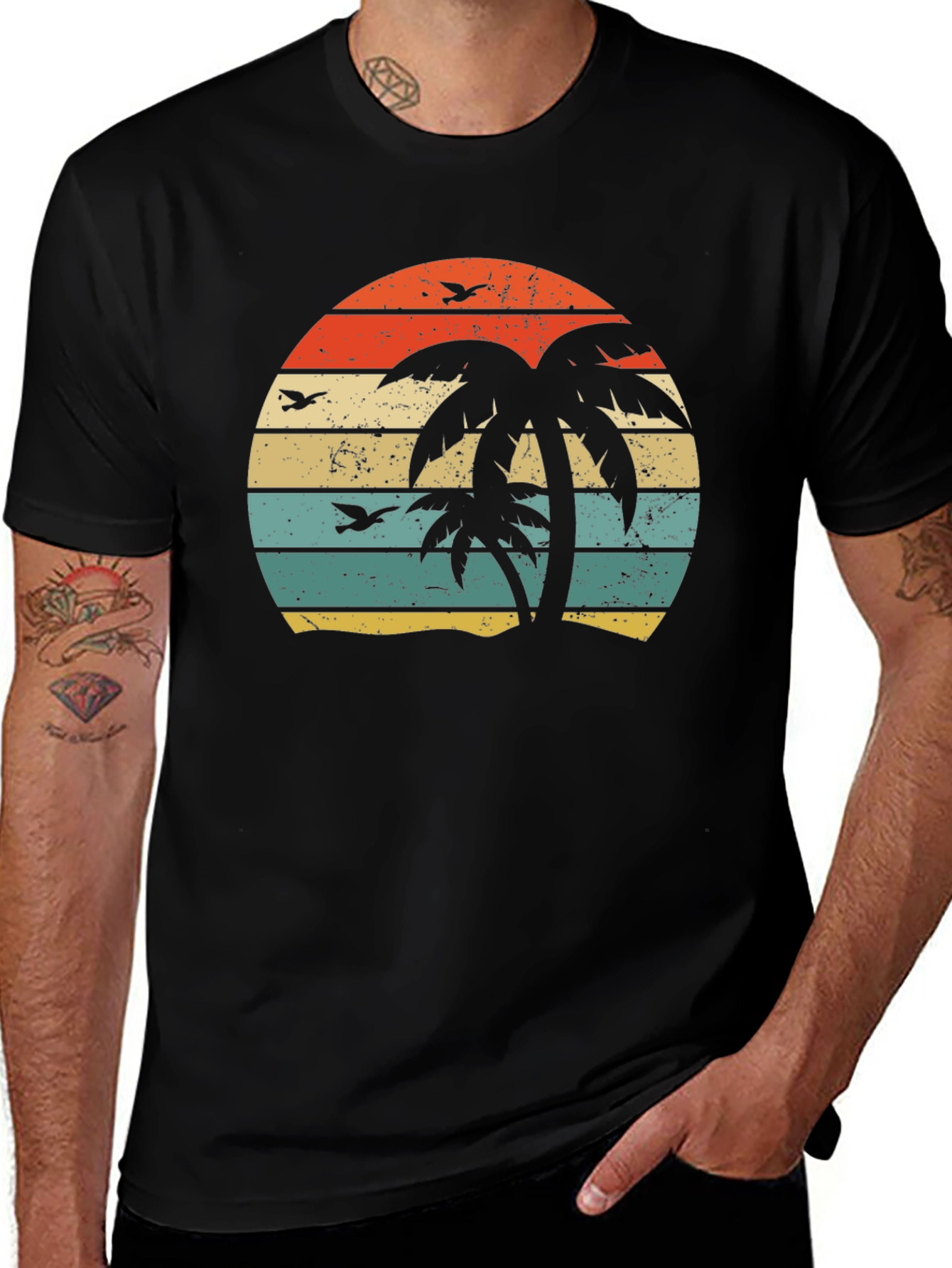 Variant 23 of Retro Palm Tree Sunset Graphic T-Shirt