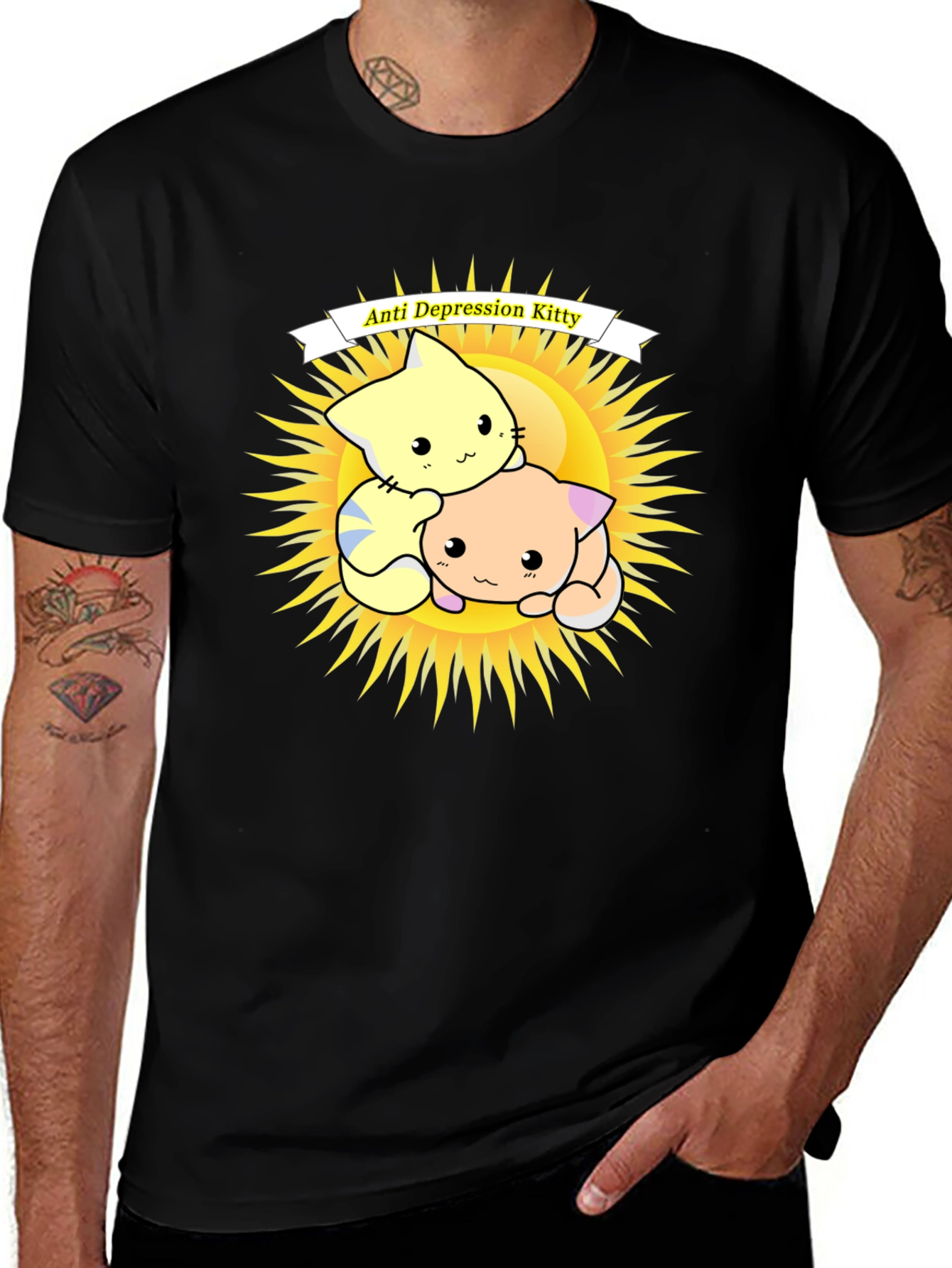 Variant 26 of Anti Depression Kitty T-Shirt - Kawaii Kitten Design