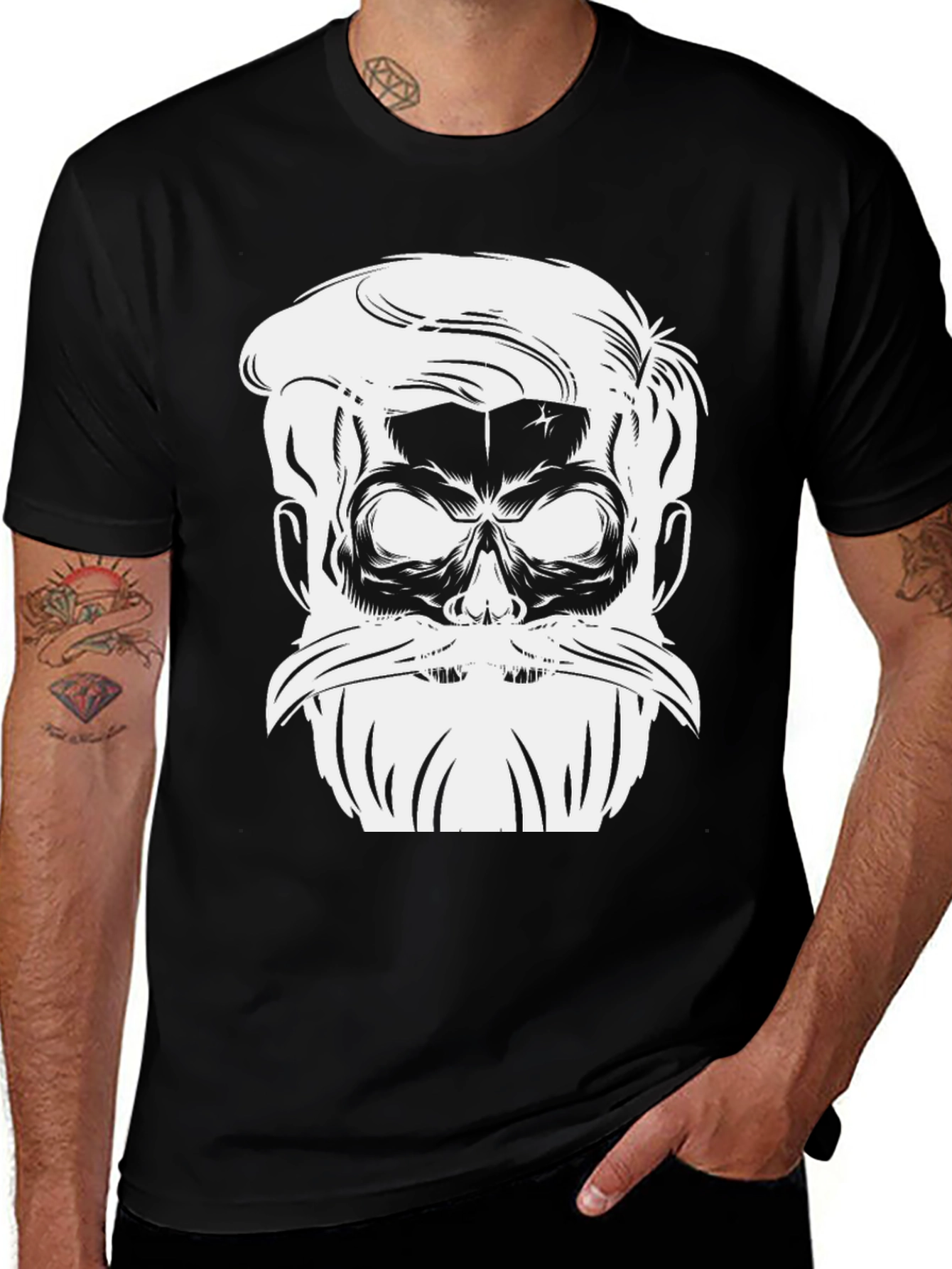Variant 24 of Skull Beard Graphic Tee - Mens Black T-Shirt