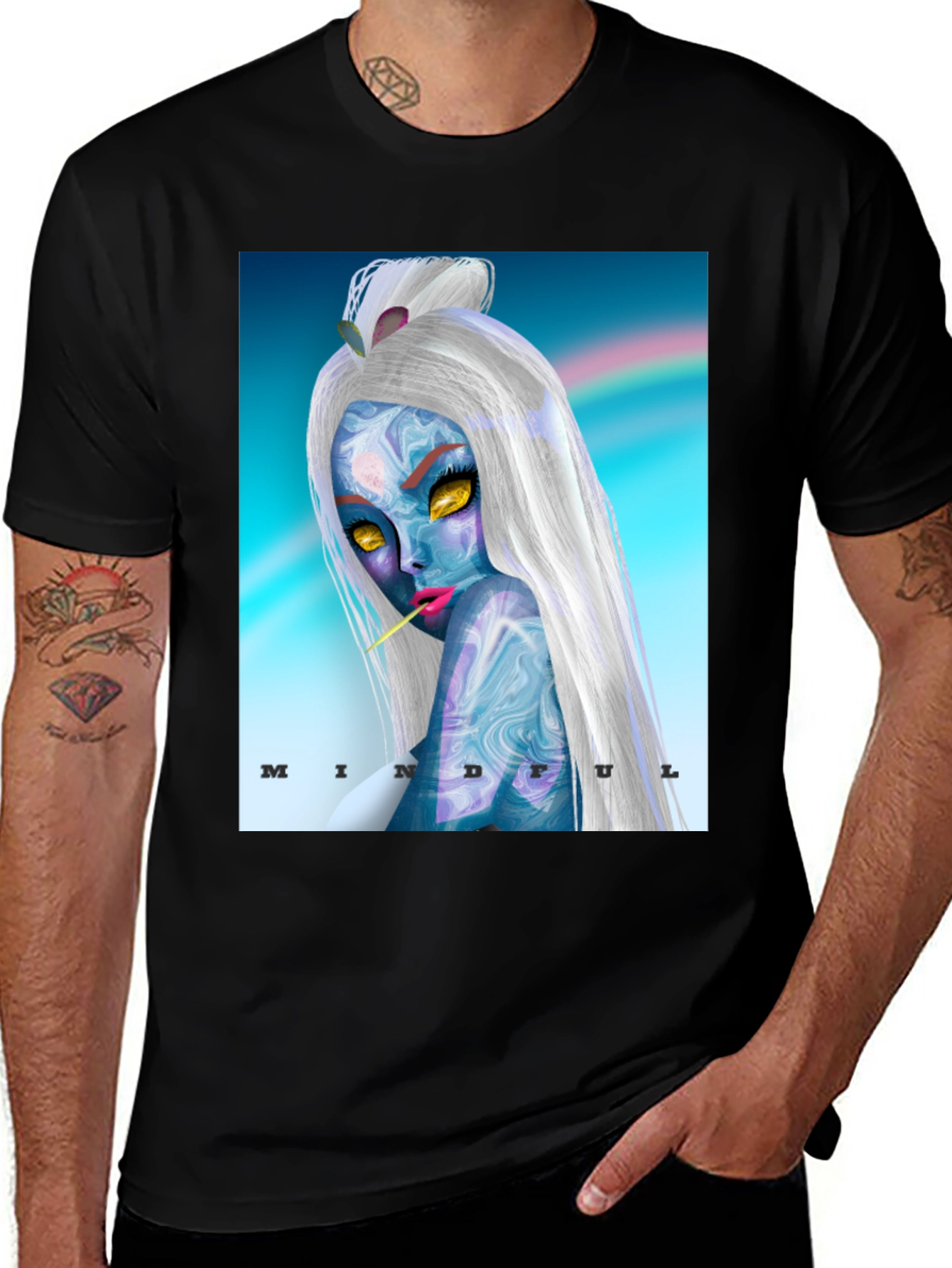 Variant 18 of Mindful Alien Graphic Black Tee