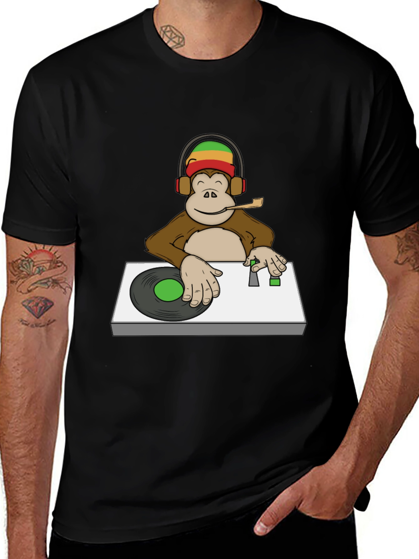 Variant 11 of DJ Monkey Graphic Tee - Rastafarian Vibe