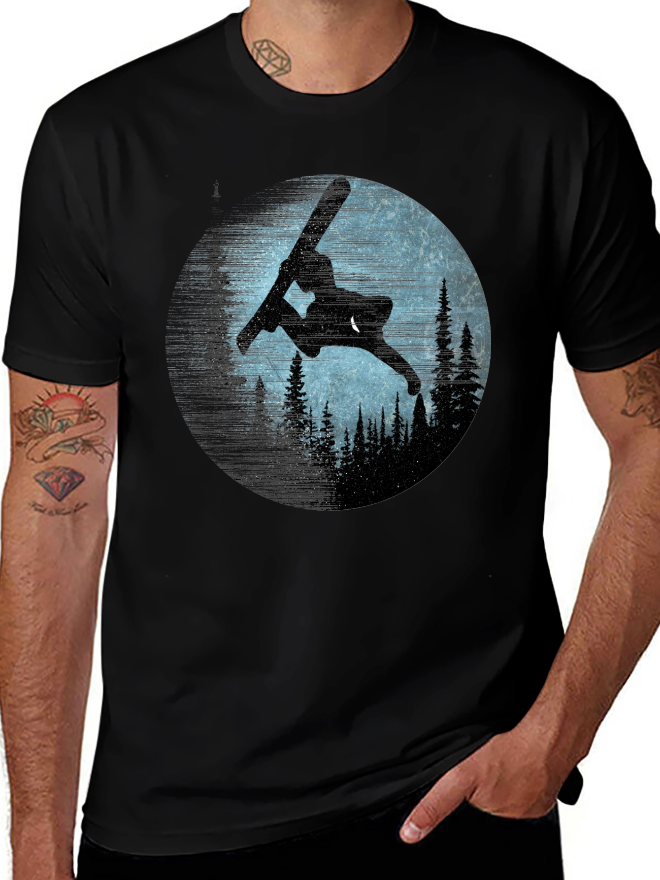 Variant 13 of Skiing Silhouette Graphic T-Shirt