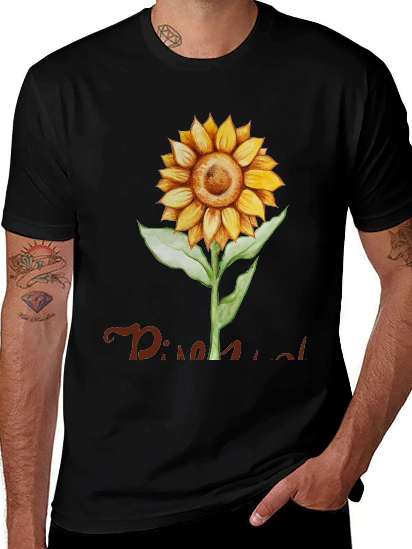 Variant 2 of Sunflower Graphic Print Black T-Shirt