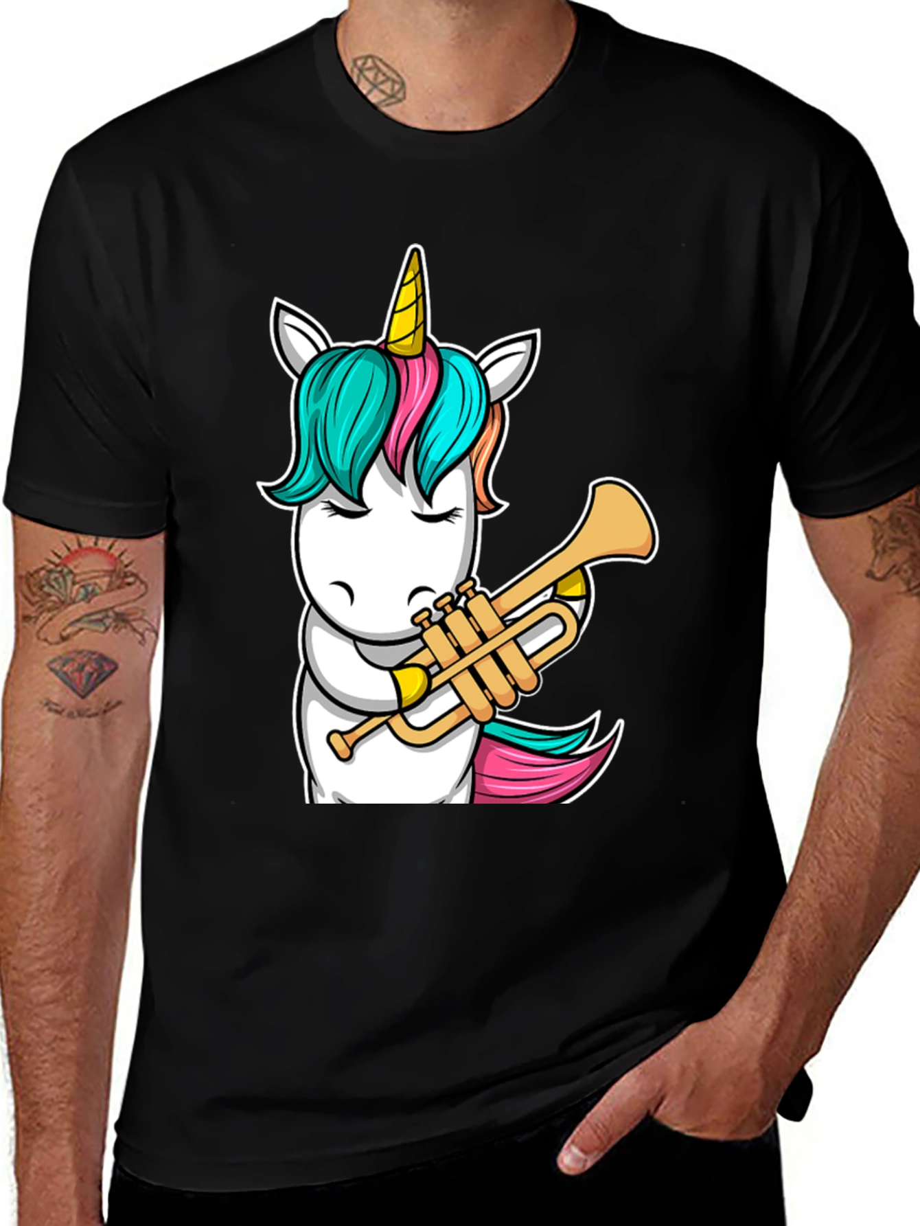Variant 21 of Unicorn Trumpet Black T-Shirt