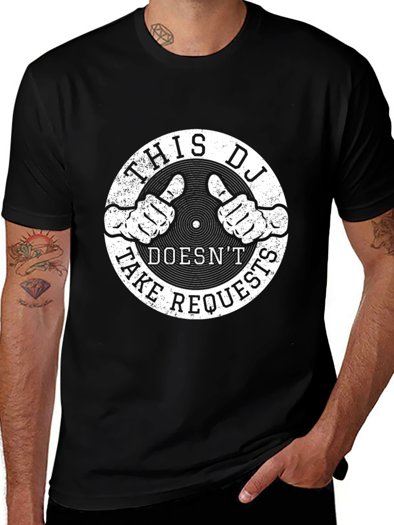 Variant 19 of DJ Doesn't Take Requests Graphic T-Shirt