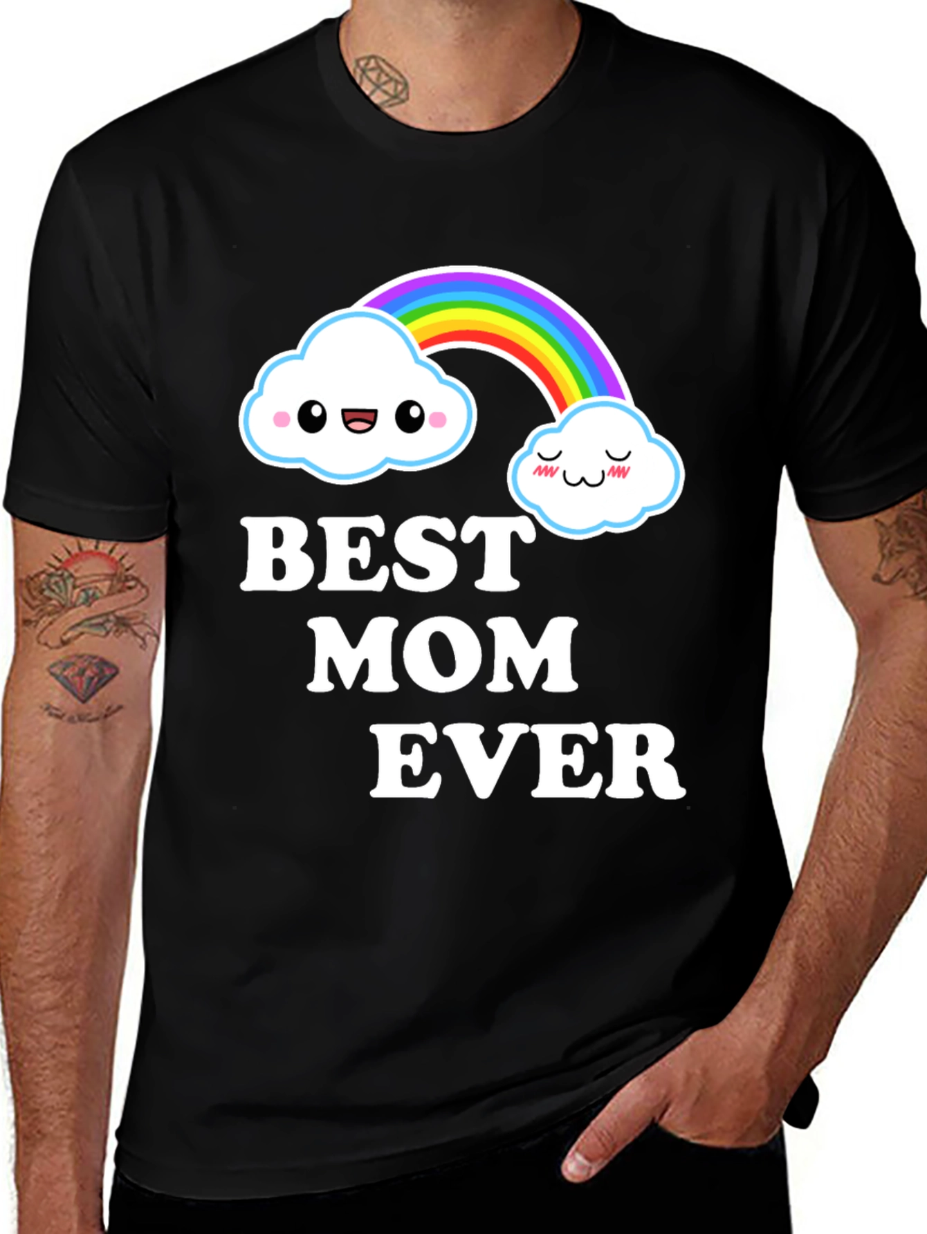 Variant 6 of Best Mom Ever Cute Rainbow Cloud Graphic T-Shirt