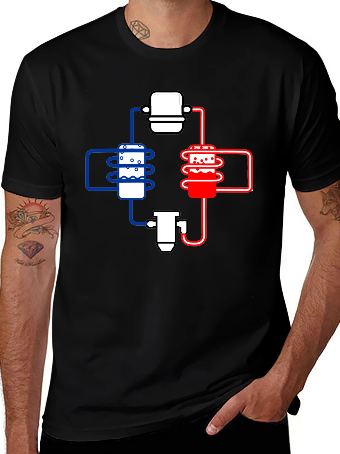 Black Cooling System Diagram Black T-Shirt main image