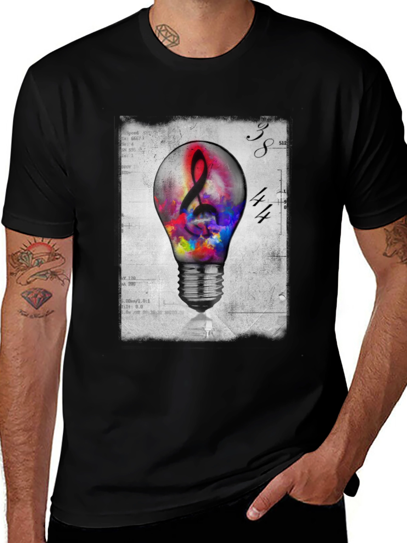 Variant 8 of Treble Clef Lightbulb Graphic T-Shirt
