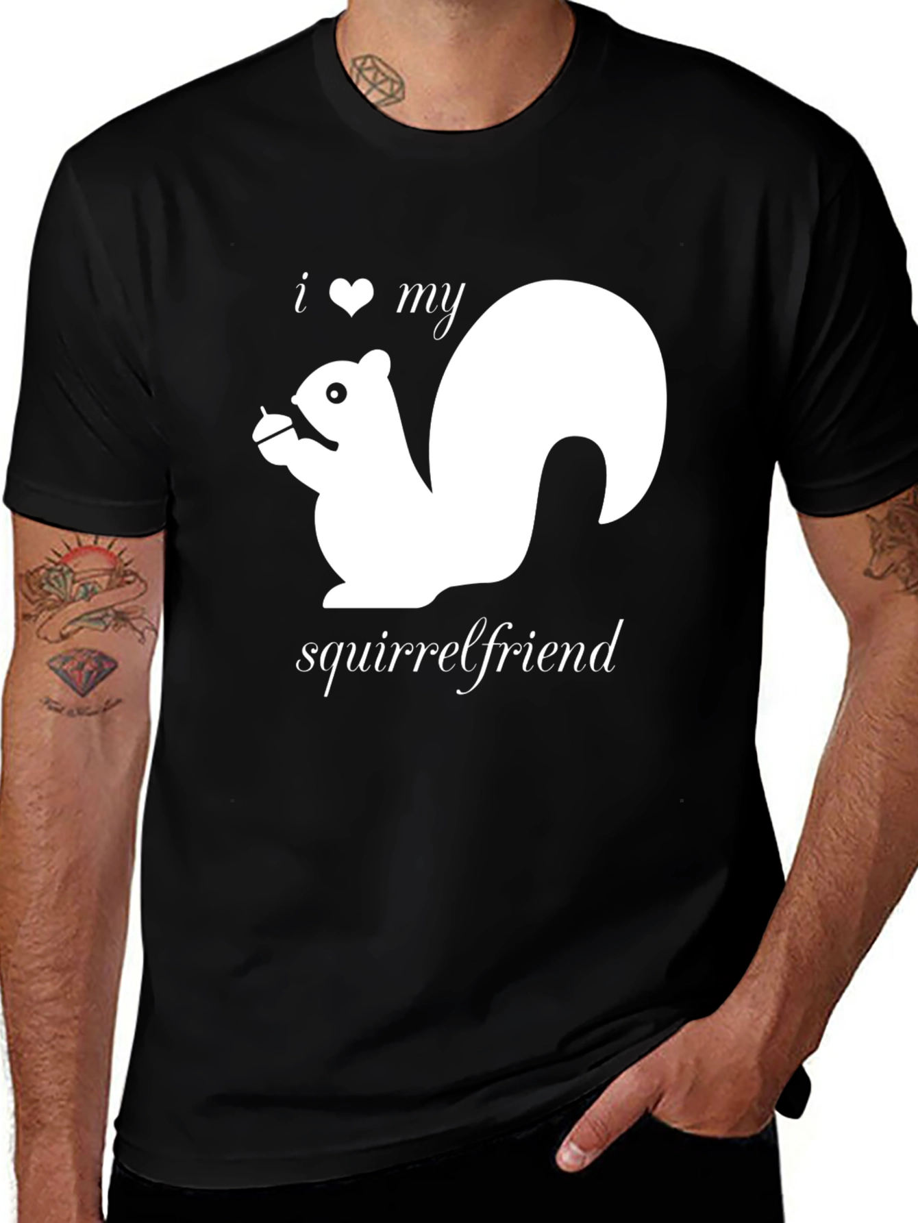 Black I Heart My Squirrelfriend T-Shirt Black Cotton Tee main image