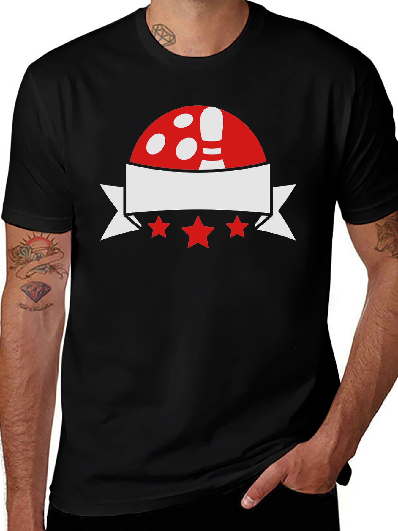 Variant 14 of Bowling T-Shirt: Red, White & Star Design
