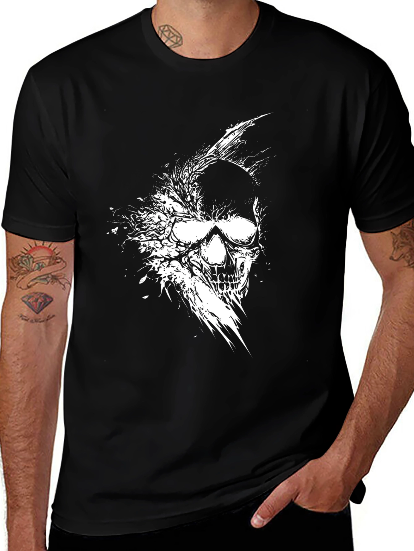Variant 3 of Skull Graphic Print Black T-Shirt