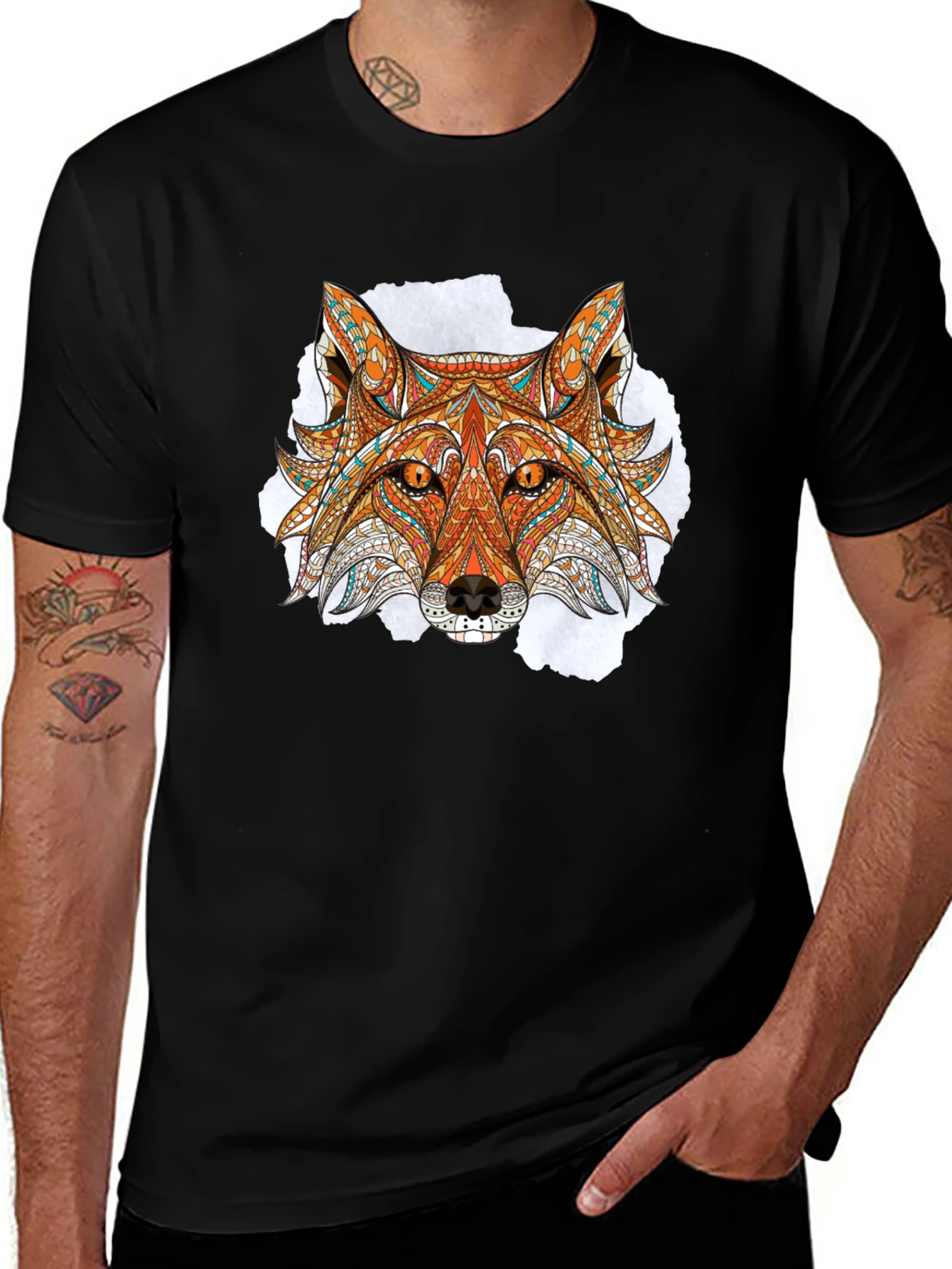 Variant 29 of Fox Head Graphic Print Black T-Shirt
