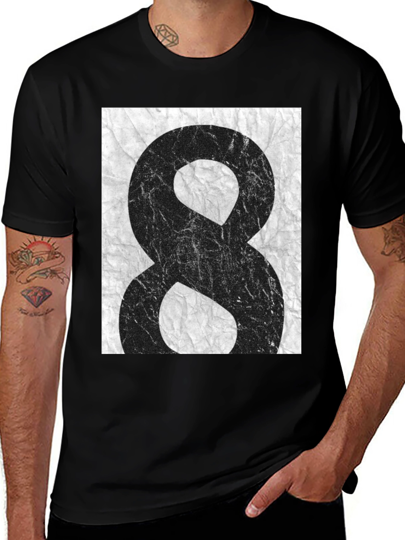 Variant 8 of Distressed Number 8 Graphic Tee - Casual Cool