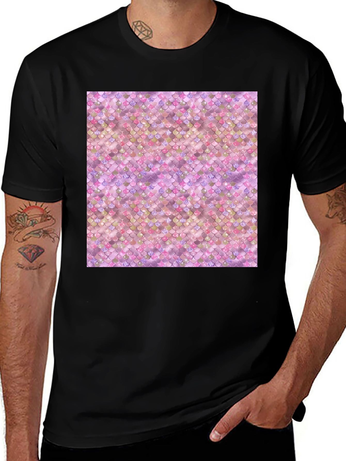 Variant 16 of Pink Scale Pattern Tee - Unique Print Shirt