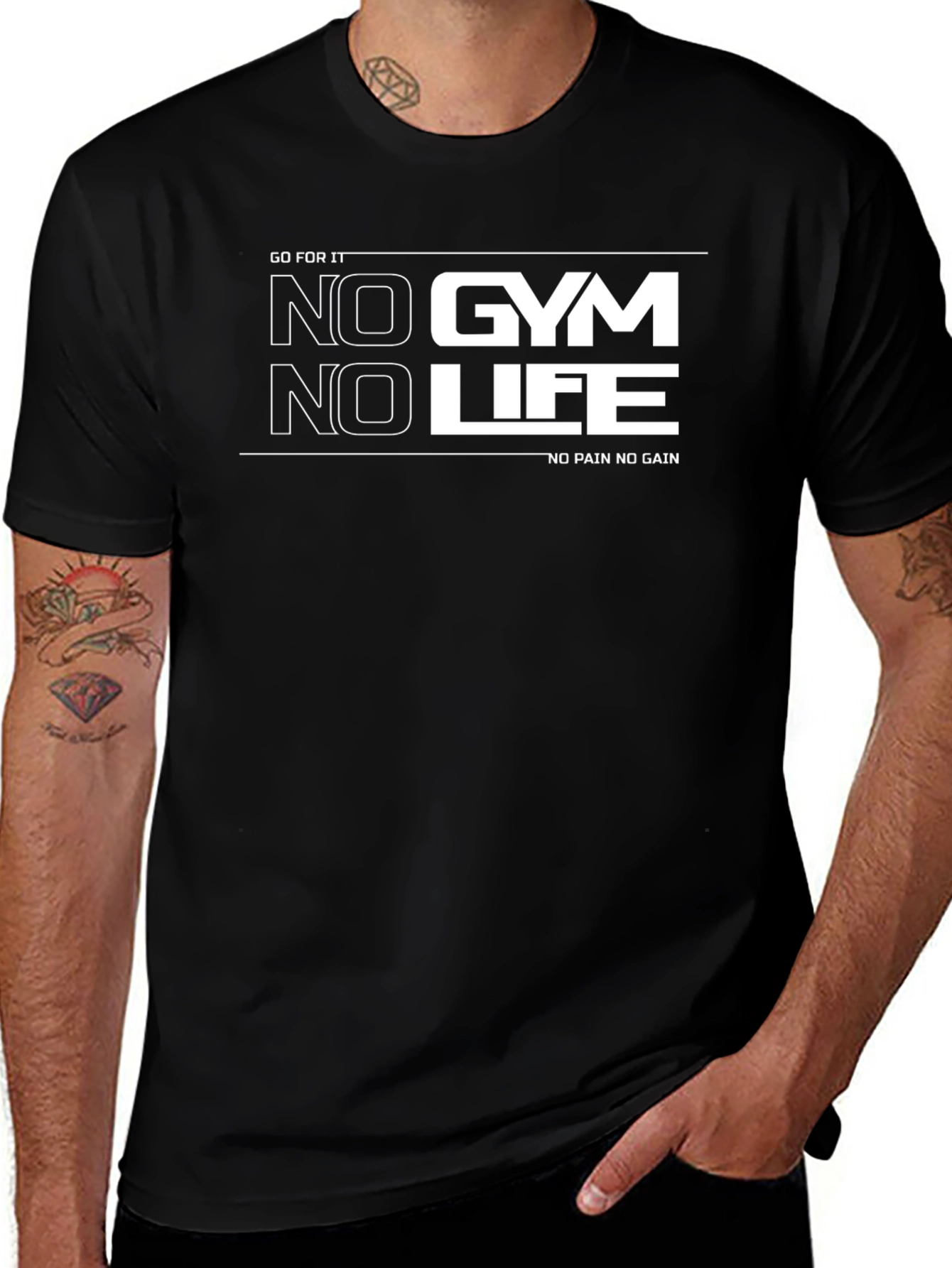Variant 4 of No Gym No Life Black T-Shirt - Workout Motivation