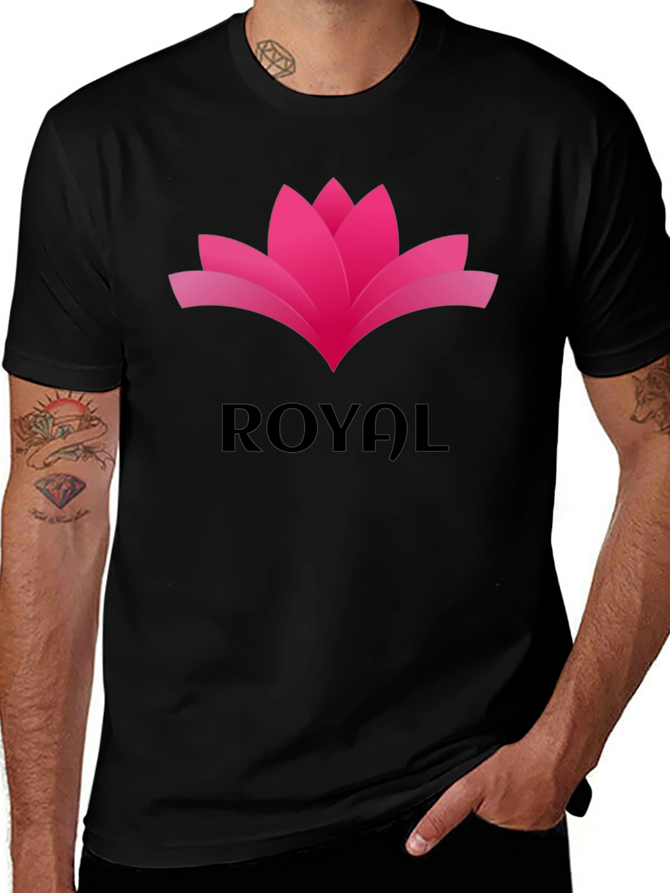 Royal Lotus Graphic Tee - Stylish Black T-Shirt