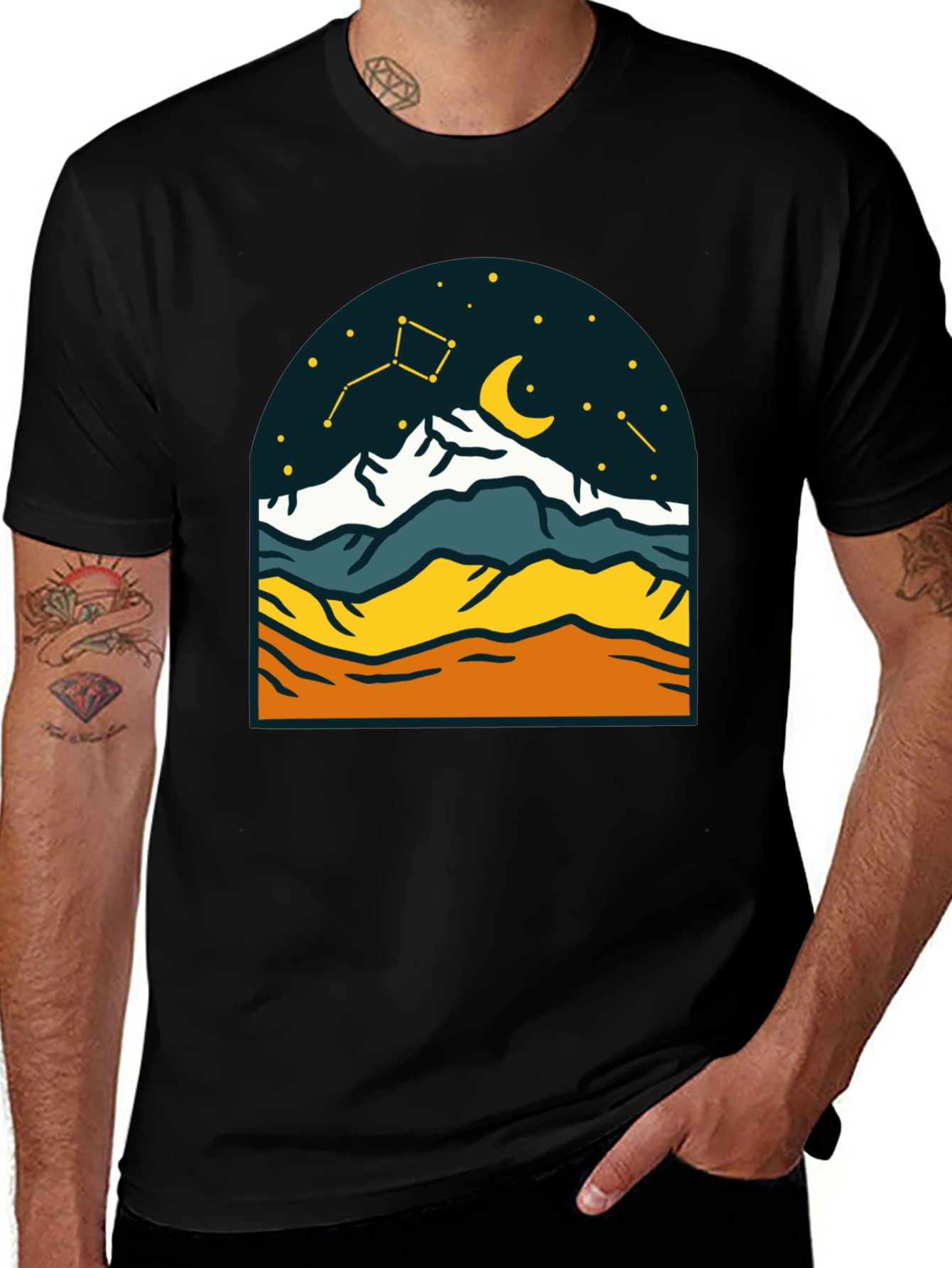 Variant 16 of Mountain Nightscape Tee - Celestial Adventure Shirt