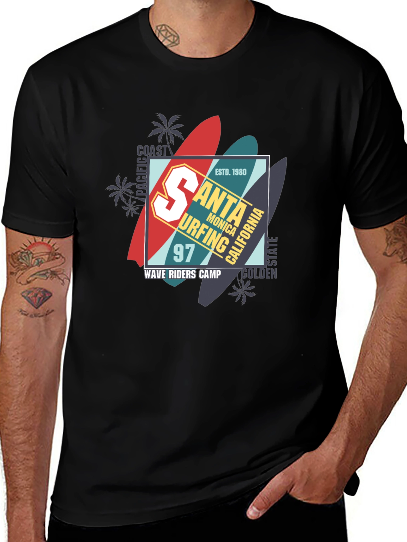 Variant 28 of Santa Monica Surfing T-Shirt - Wave Riders Camp