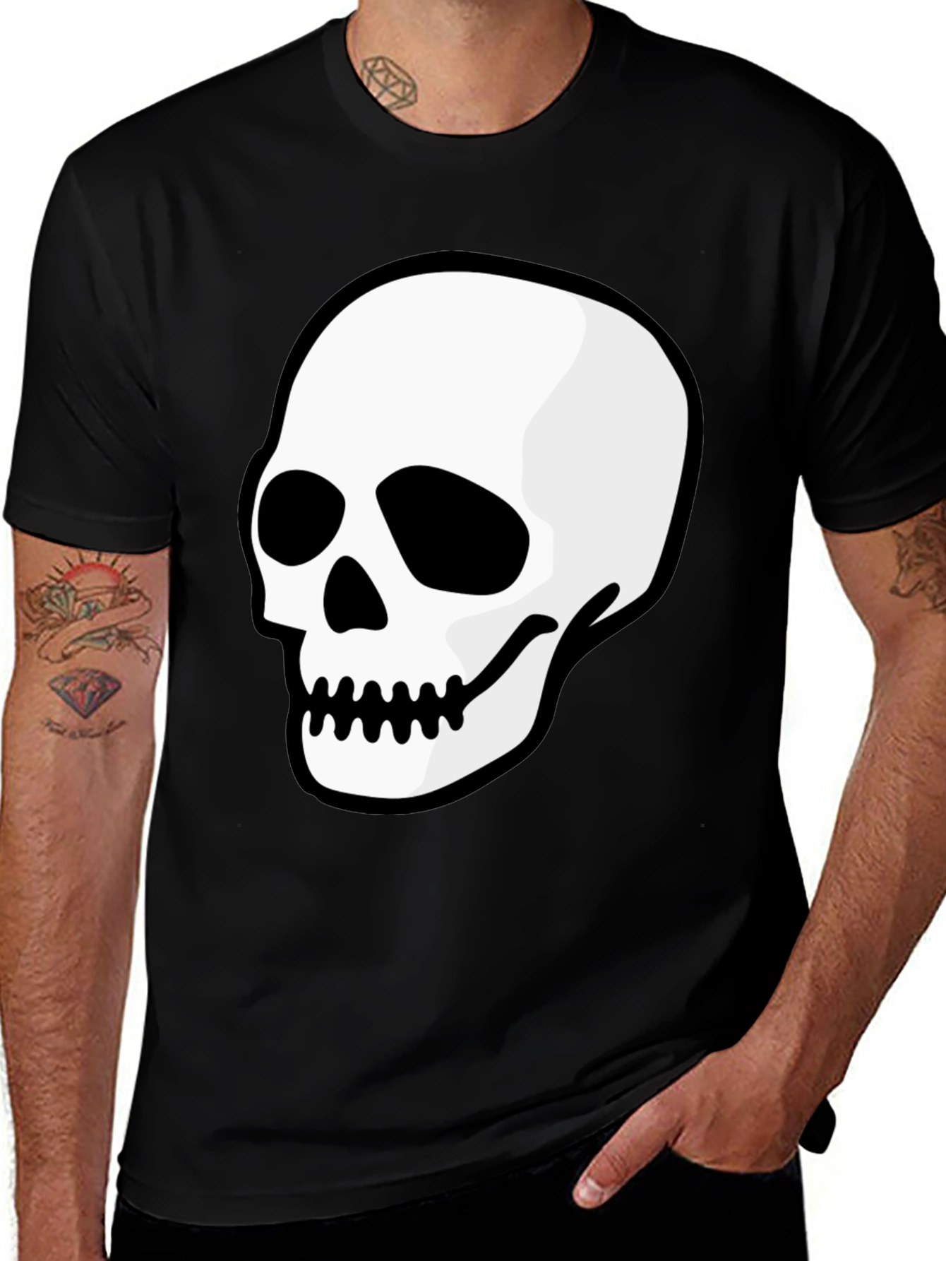Variant 8 of Skull Graphic Black T-Shirt - Men's Casual Tee