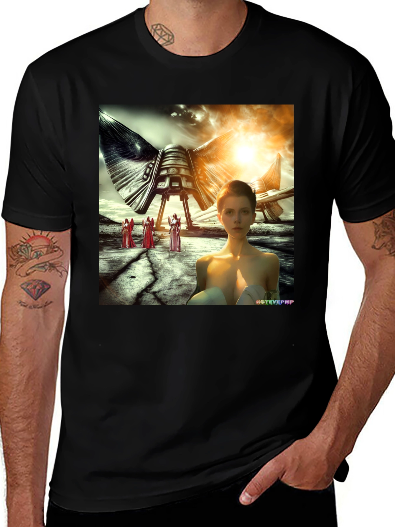 Variant 25 of Sci-Fi Graphic T-Shirt - Unisex Black Tee