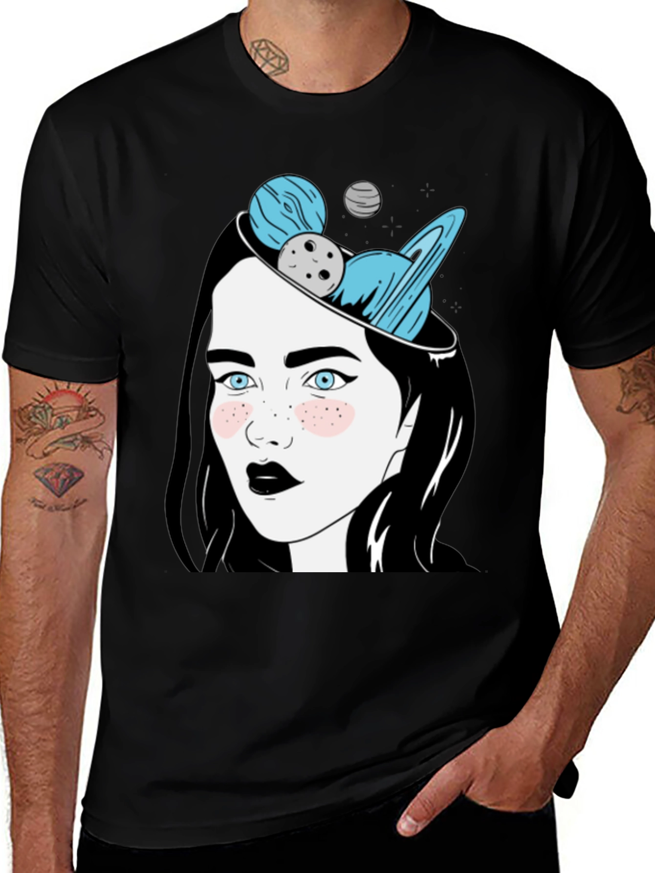 Variant 6 of Cosmic Dreamer Graphic T-Shirt - Unisex Black Tee