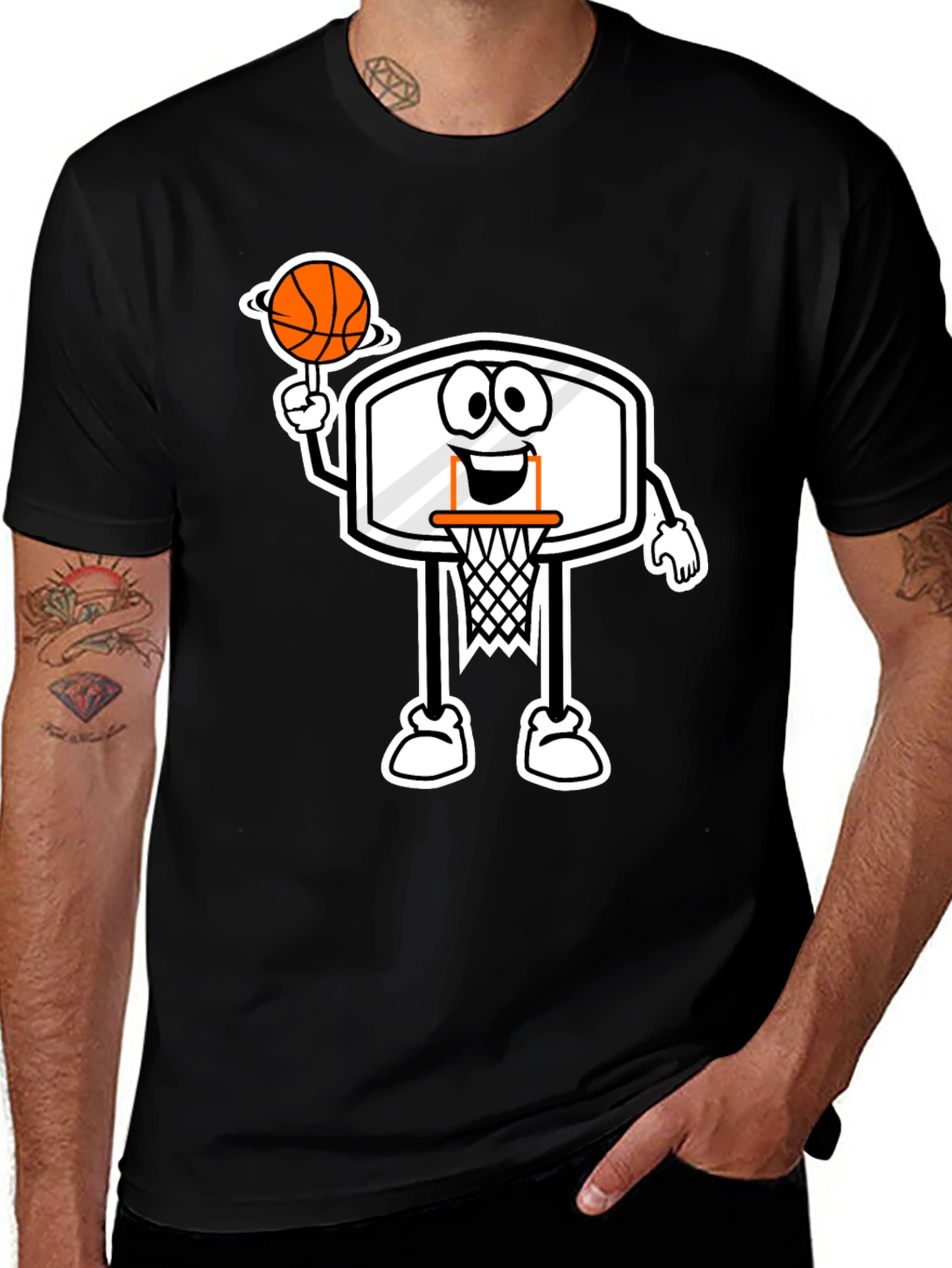 Variant 7 of Basketball Cartoon Graphic Tee - Black