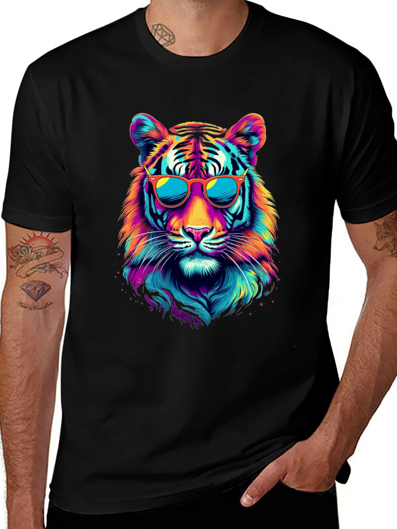 Variant 10 of Cool Tiger Graphic Tee - Black Unisex T-Shirt