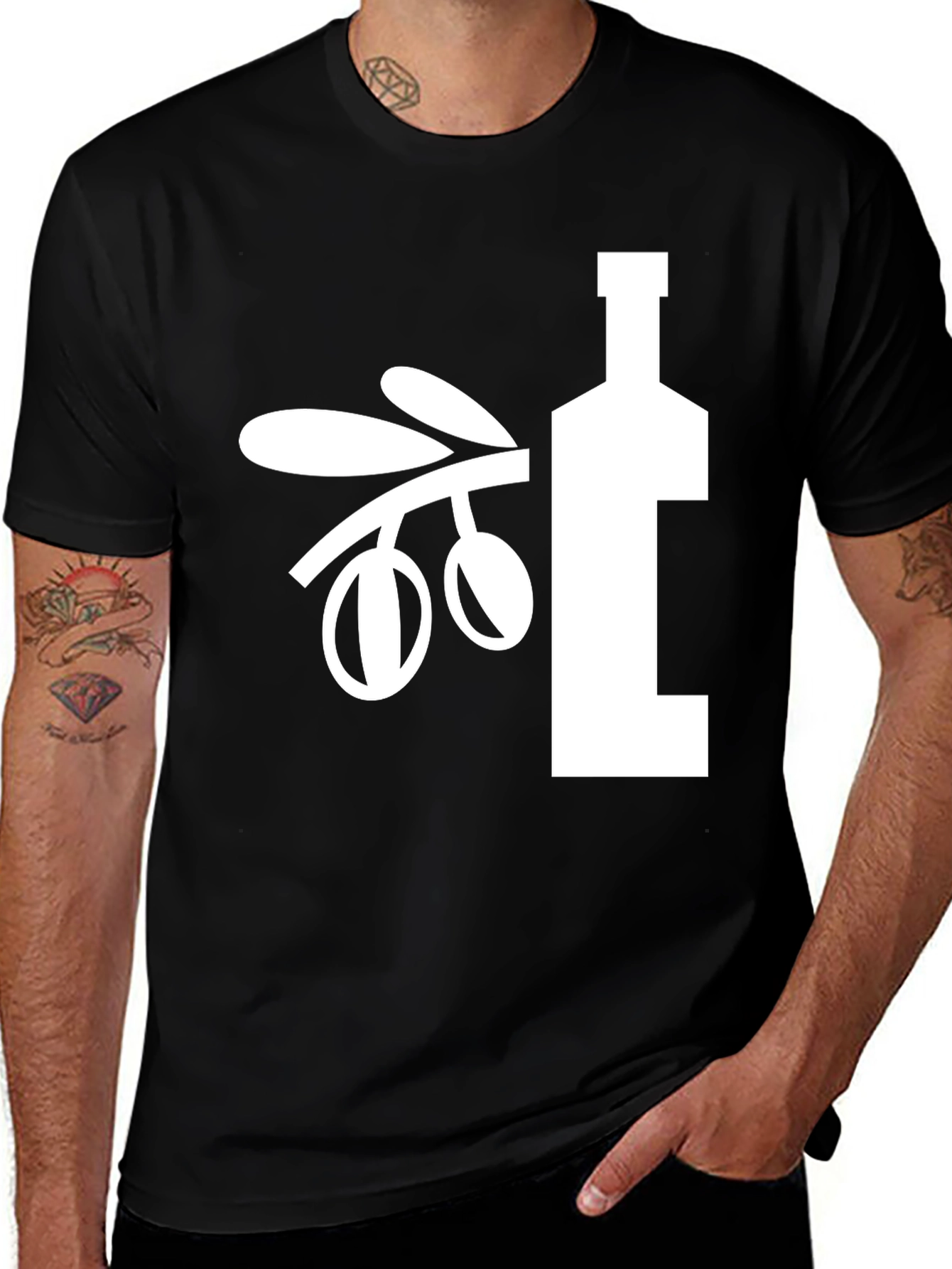 Variant 14 of Olive Branch & Oil Bottle Graphic Tee