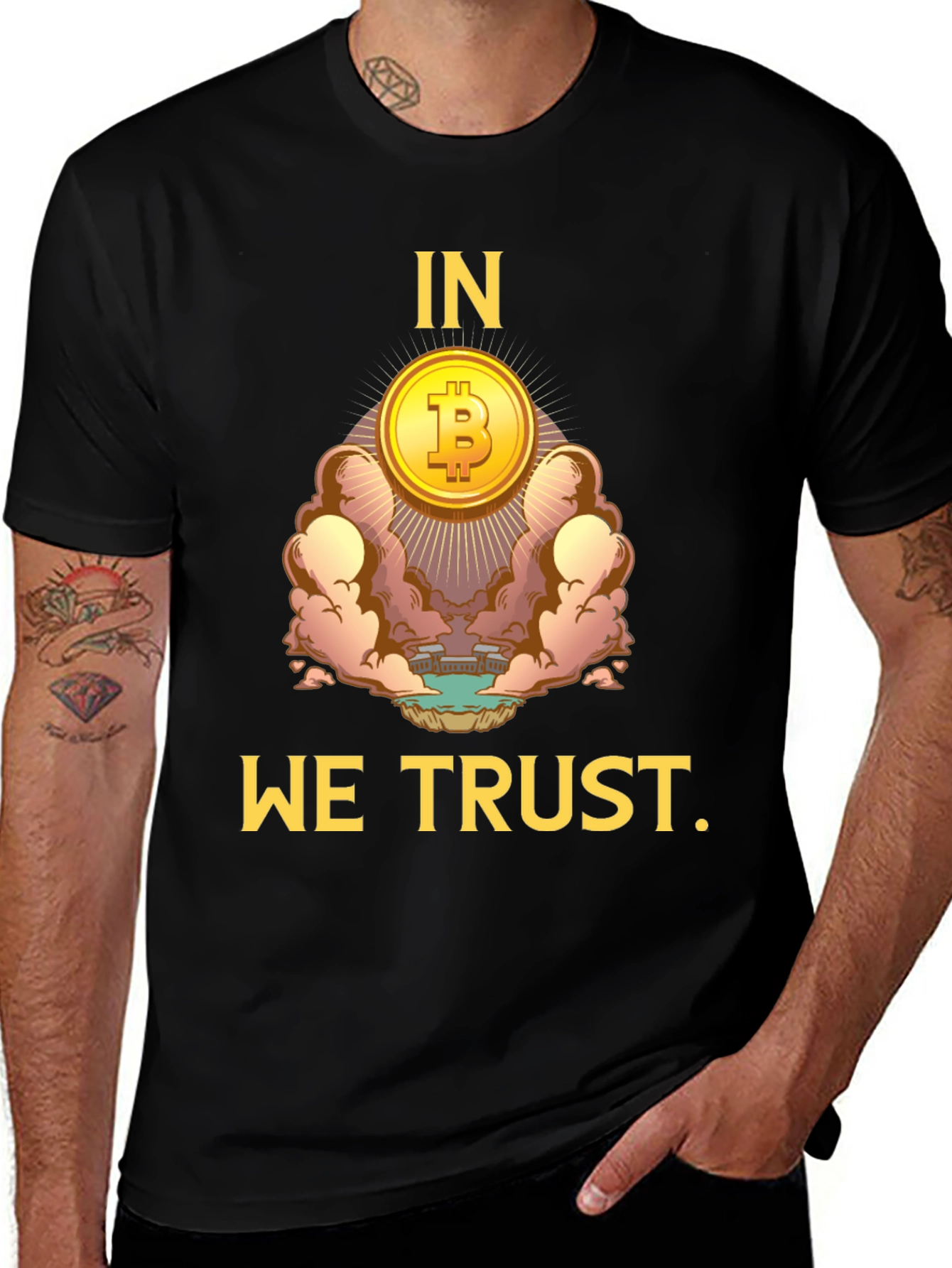 Variant 2 of Bitcoin Crypto Currency Black T-Shirt - In We Trust