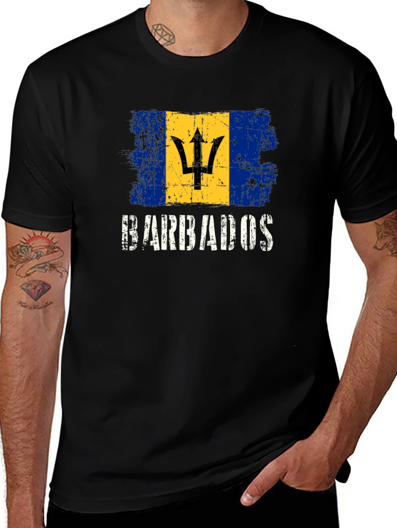 Barbados Flag T-Shirt - Vintage Style