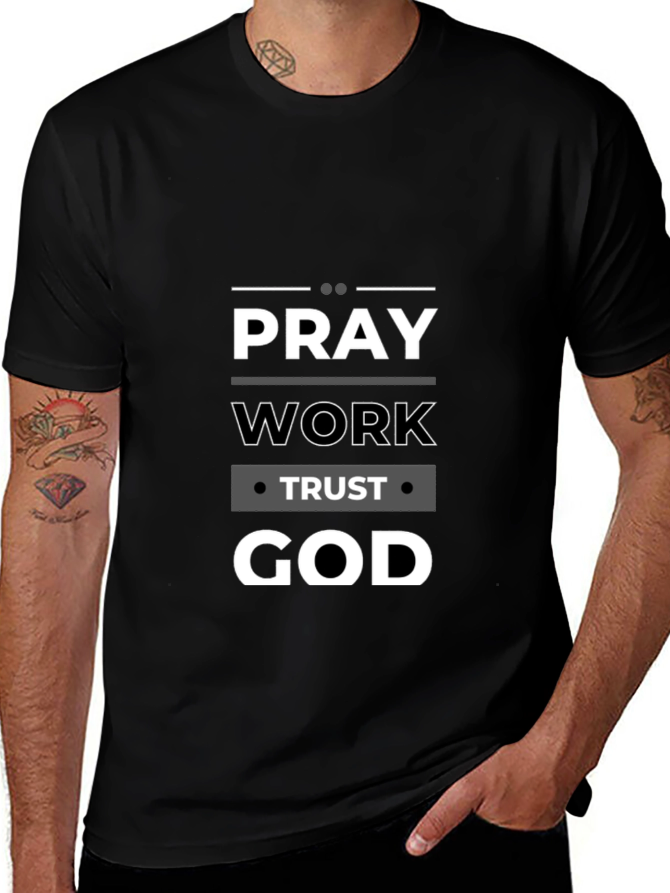 Pray Work Trust God T-Shirt - Christian Faith Tee