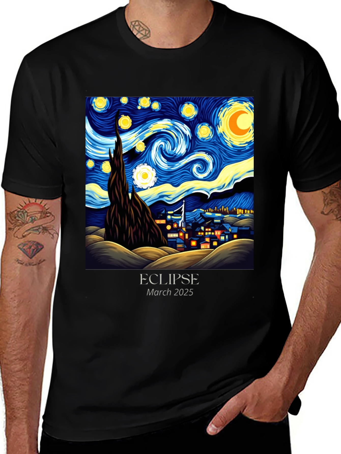 Variant 15 of Starry Night Eclipse 2025 Graphic Tee