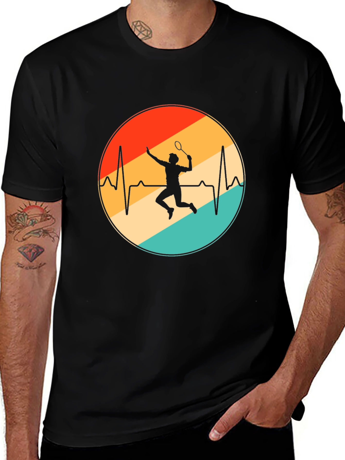 Badminton Heartbeat Black T-Shirt