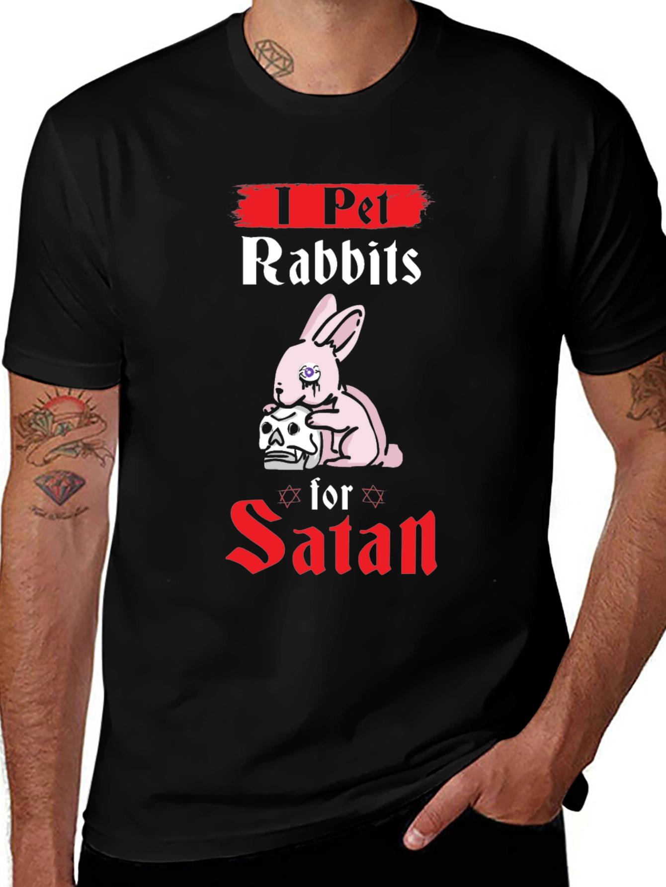 Variant 27 of I Pet Rabbits For Satan T-Shirt, Funny Graphic Tee