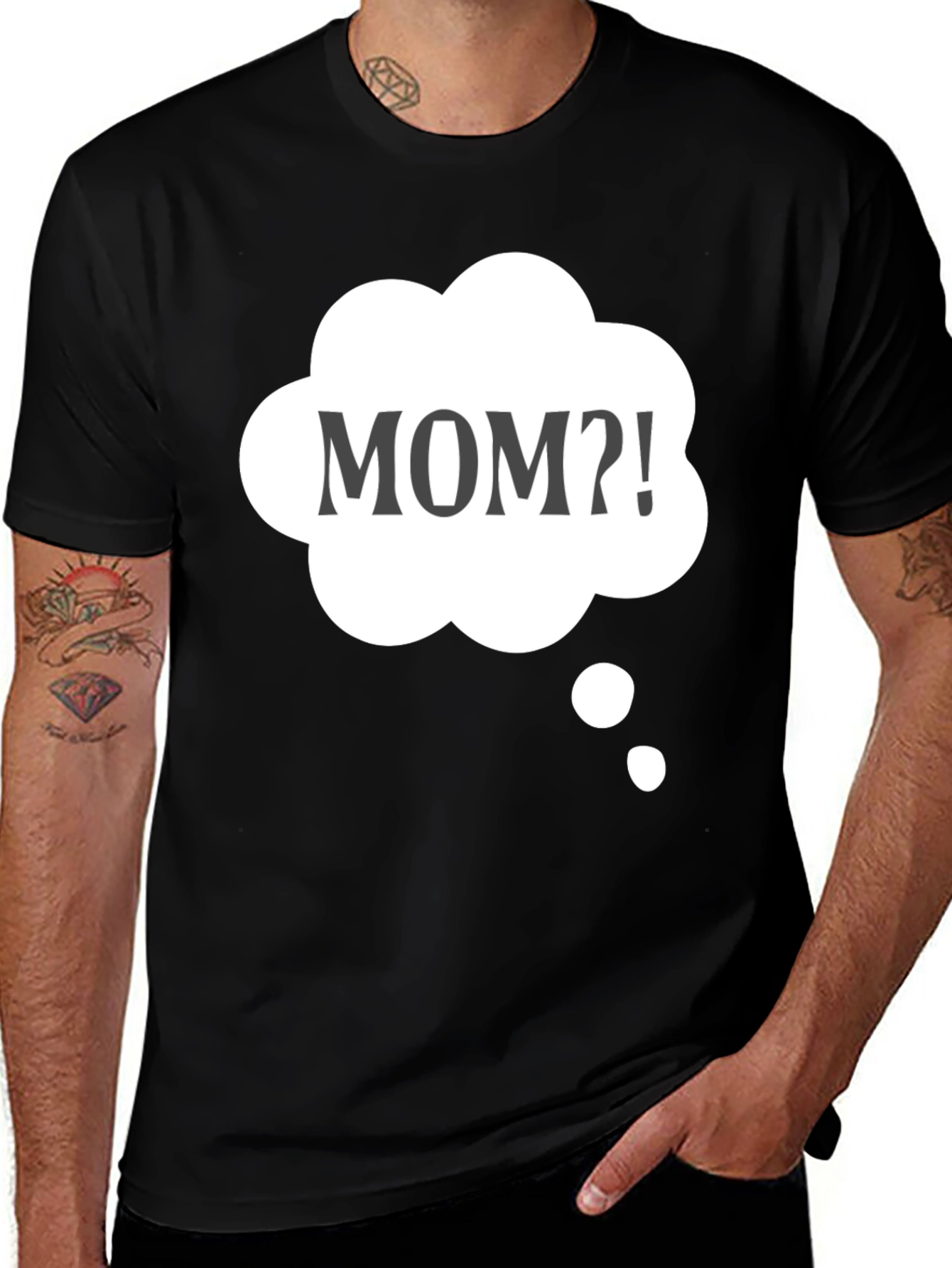 Black Mom?! Black Cotton T-Shirt - Thought Bubble Graphic Tee main image