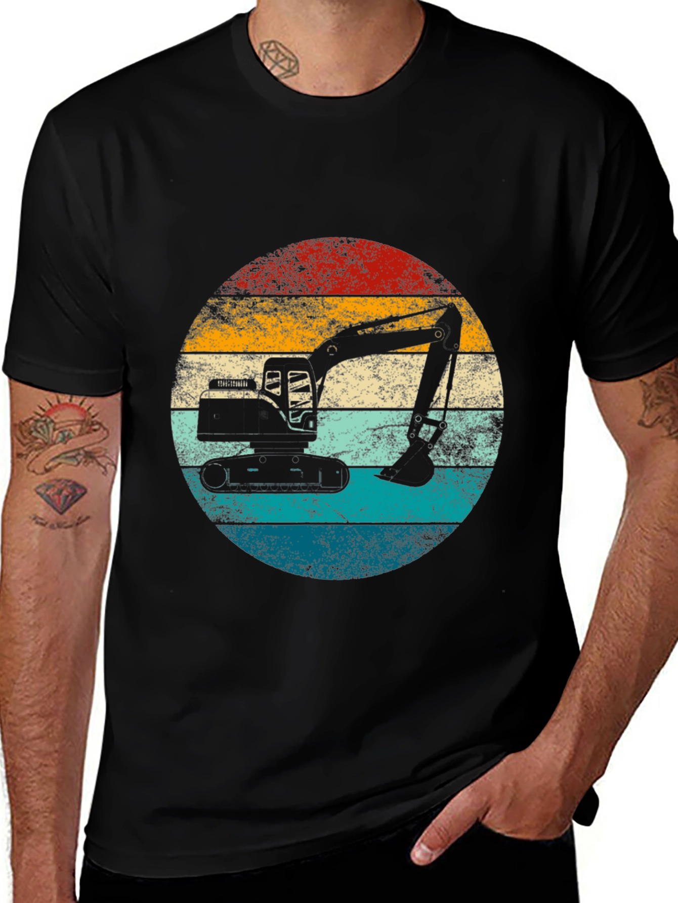 Variant 24 of Excavator Retro Sunset Graphic Tee