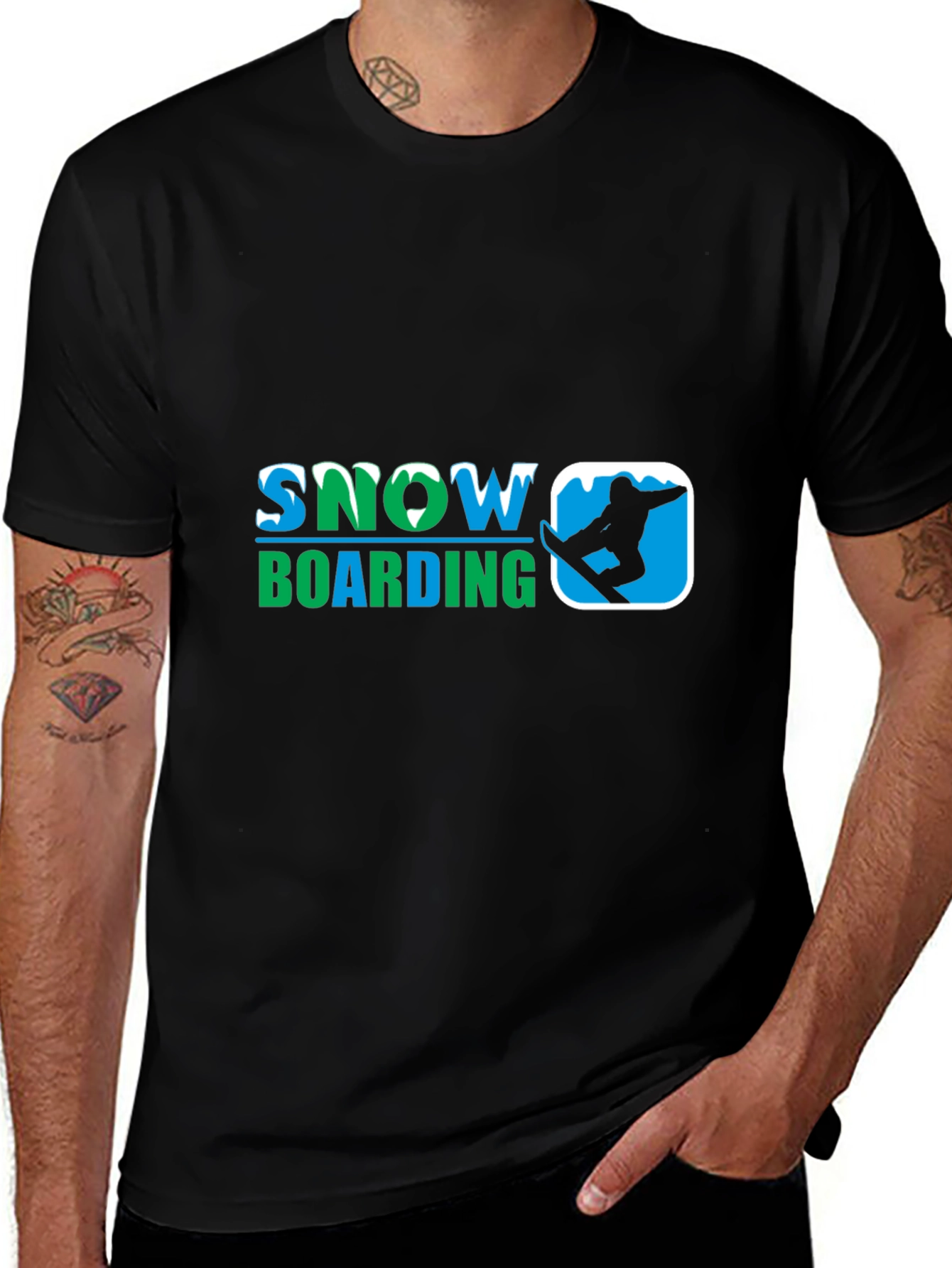 Variant 23 of Snowboarding Graphic T-Shirt - Black