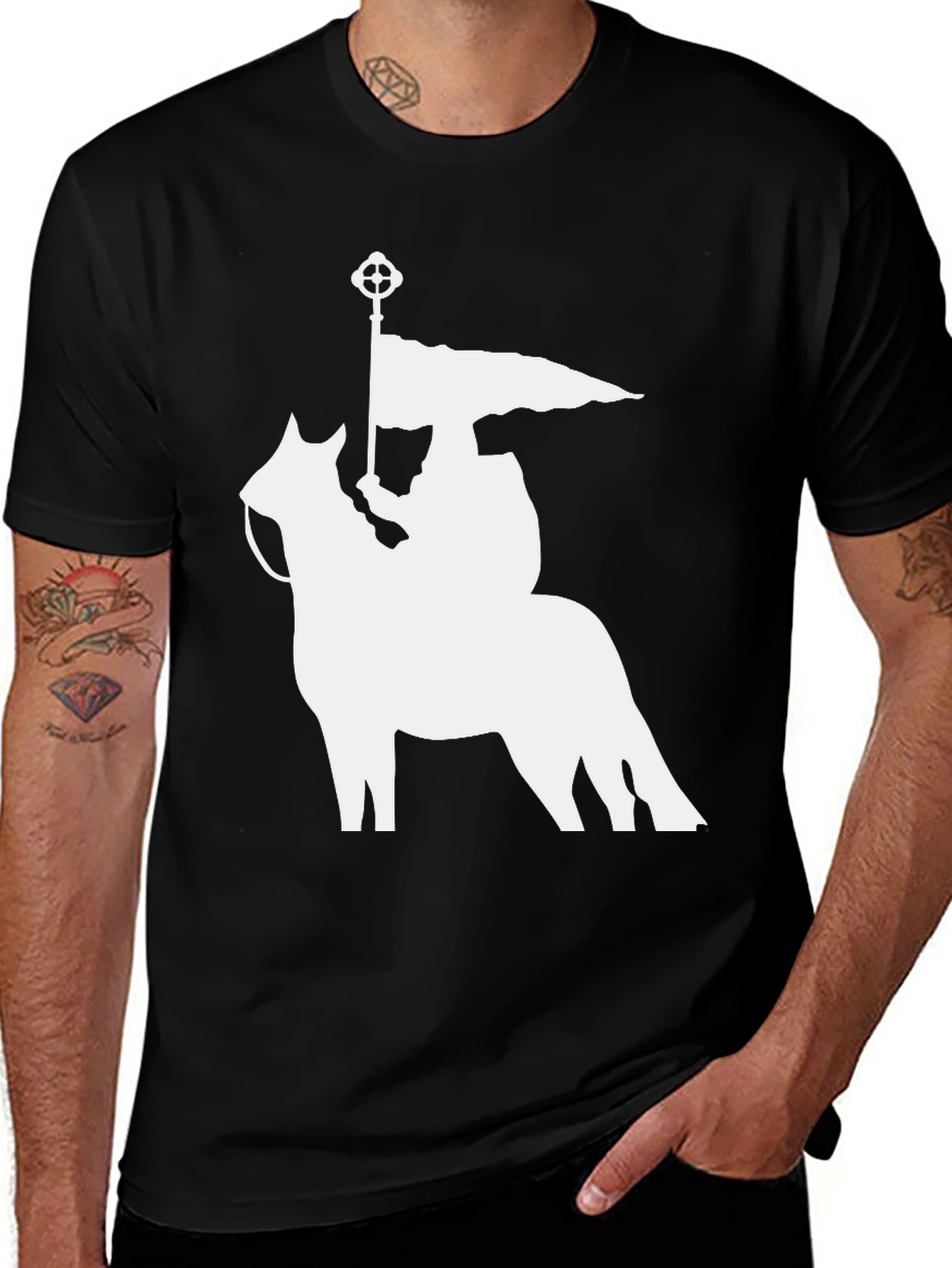 Variant 5 of Equestrian Knight Graphic T-Shirt - Black